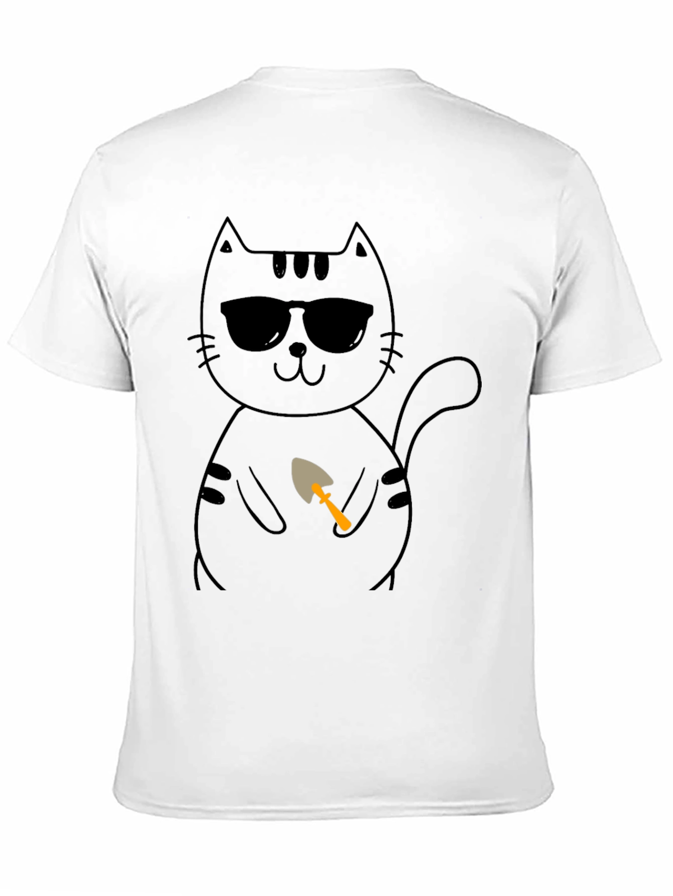 Cool Cat with Shovel T-Shirt - Black
