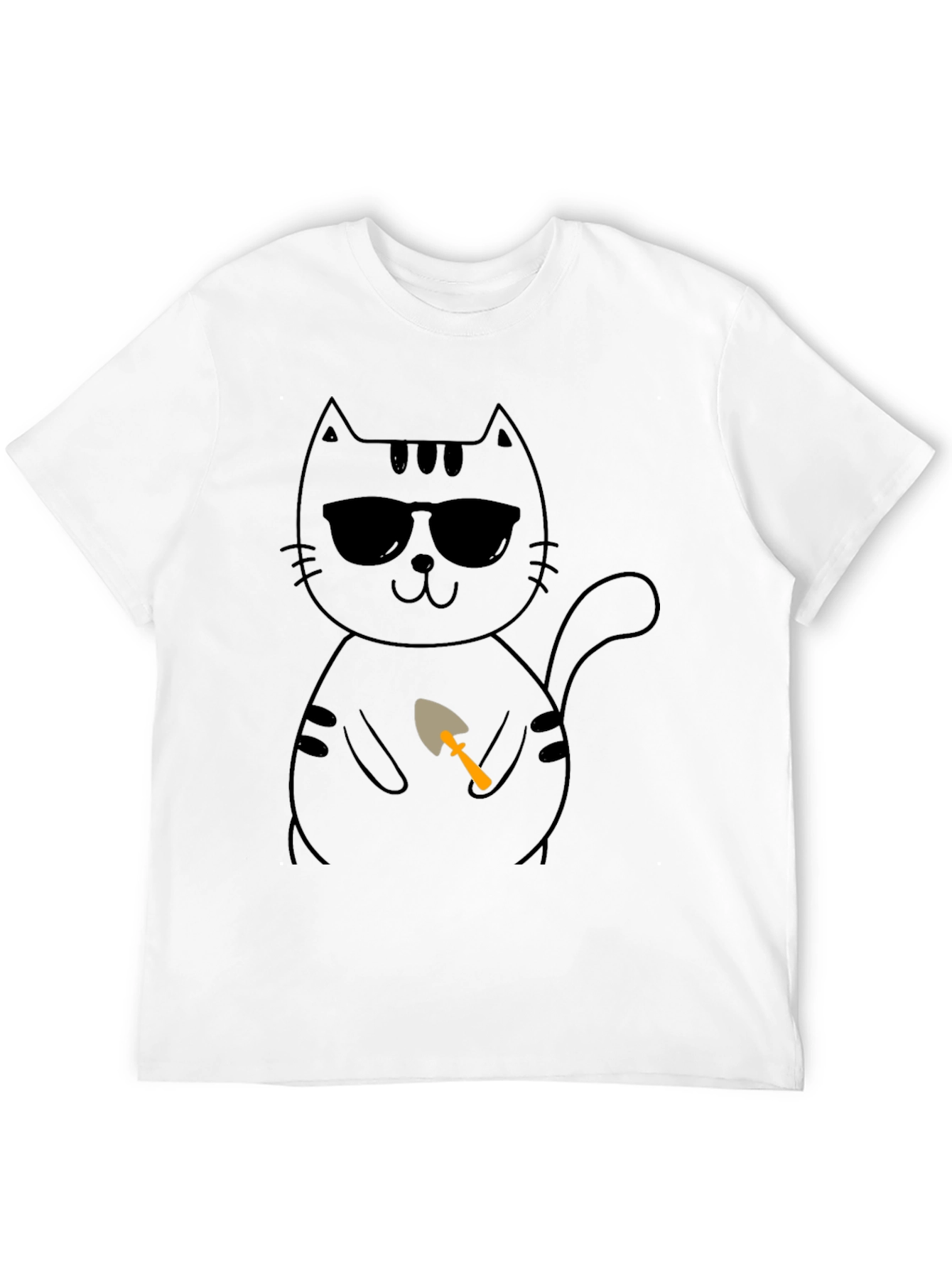 Cool Cat with Shovel T-Shirt - Black