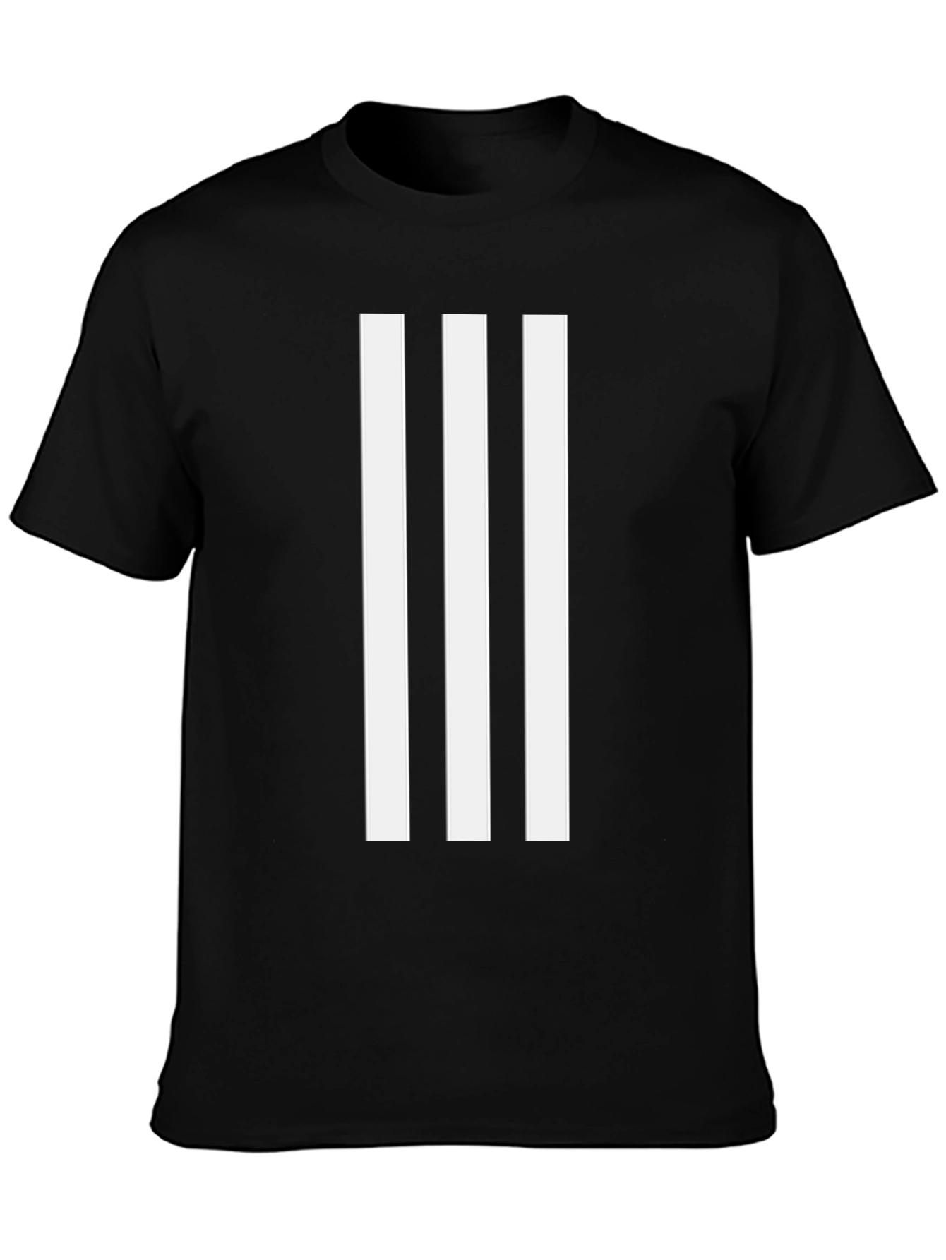 Mens Black Tee with White Stripes