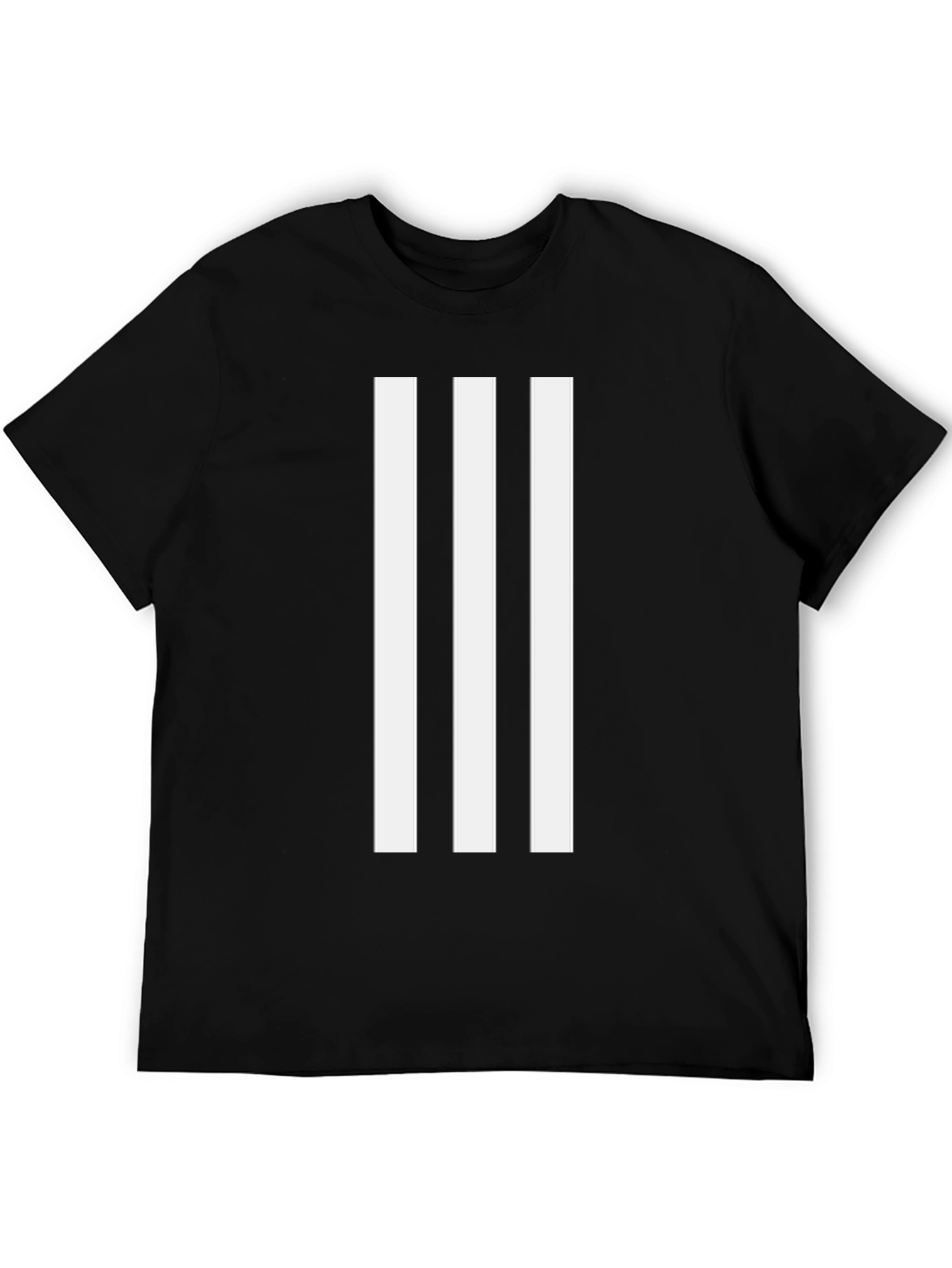 Mens Black Tee with White Stripes