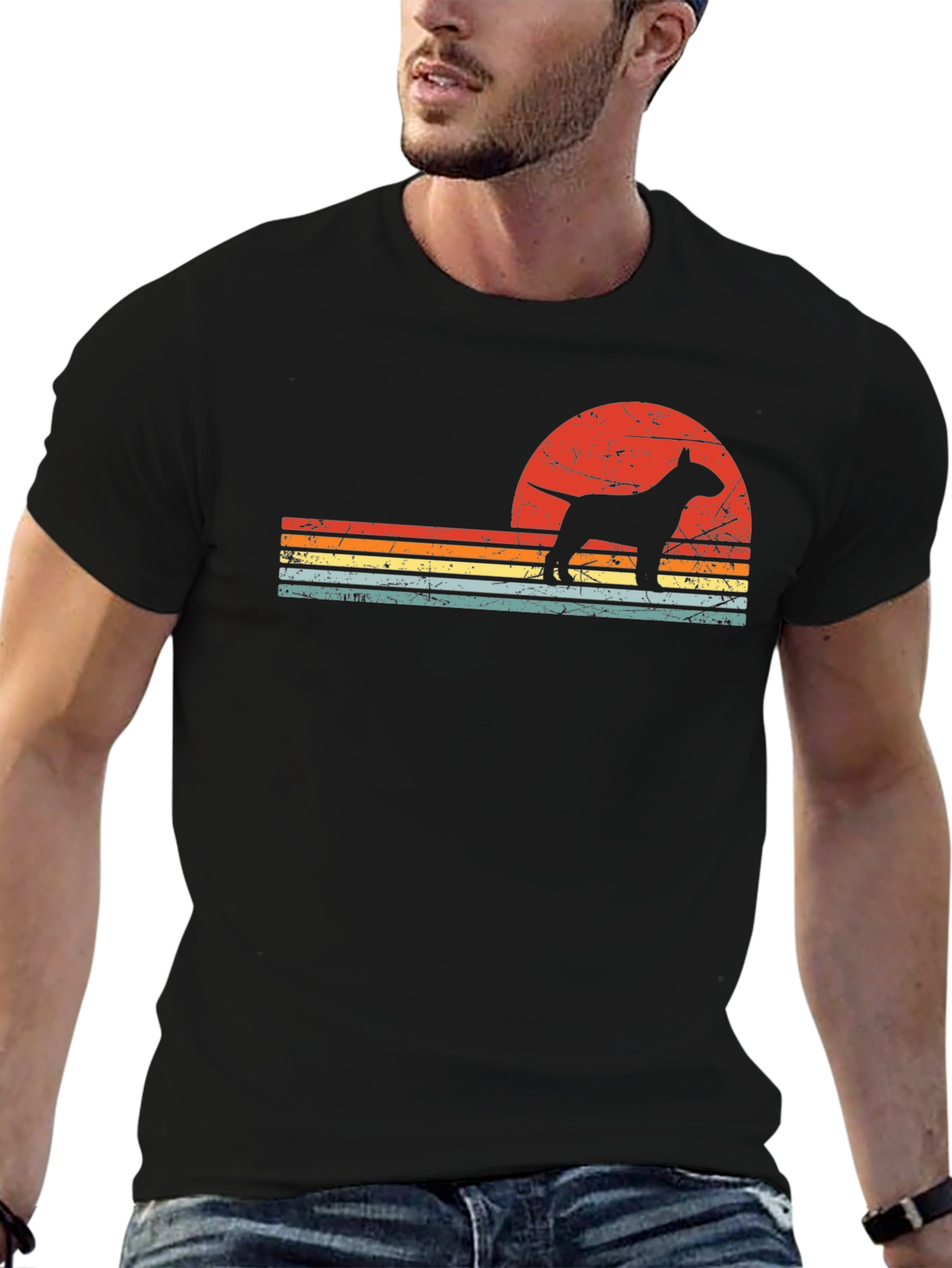 Retro Bull Terrier Sunset T-Shirt