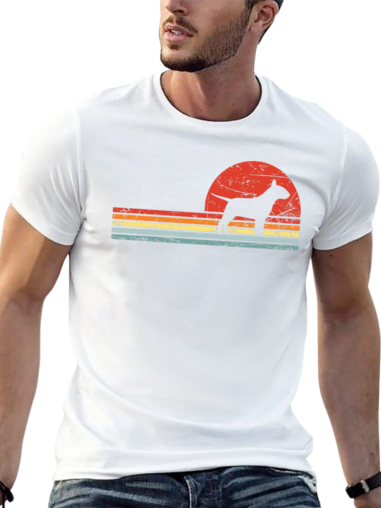Retro Bull Terrier Sunset T-Shirt