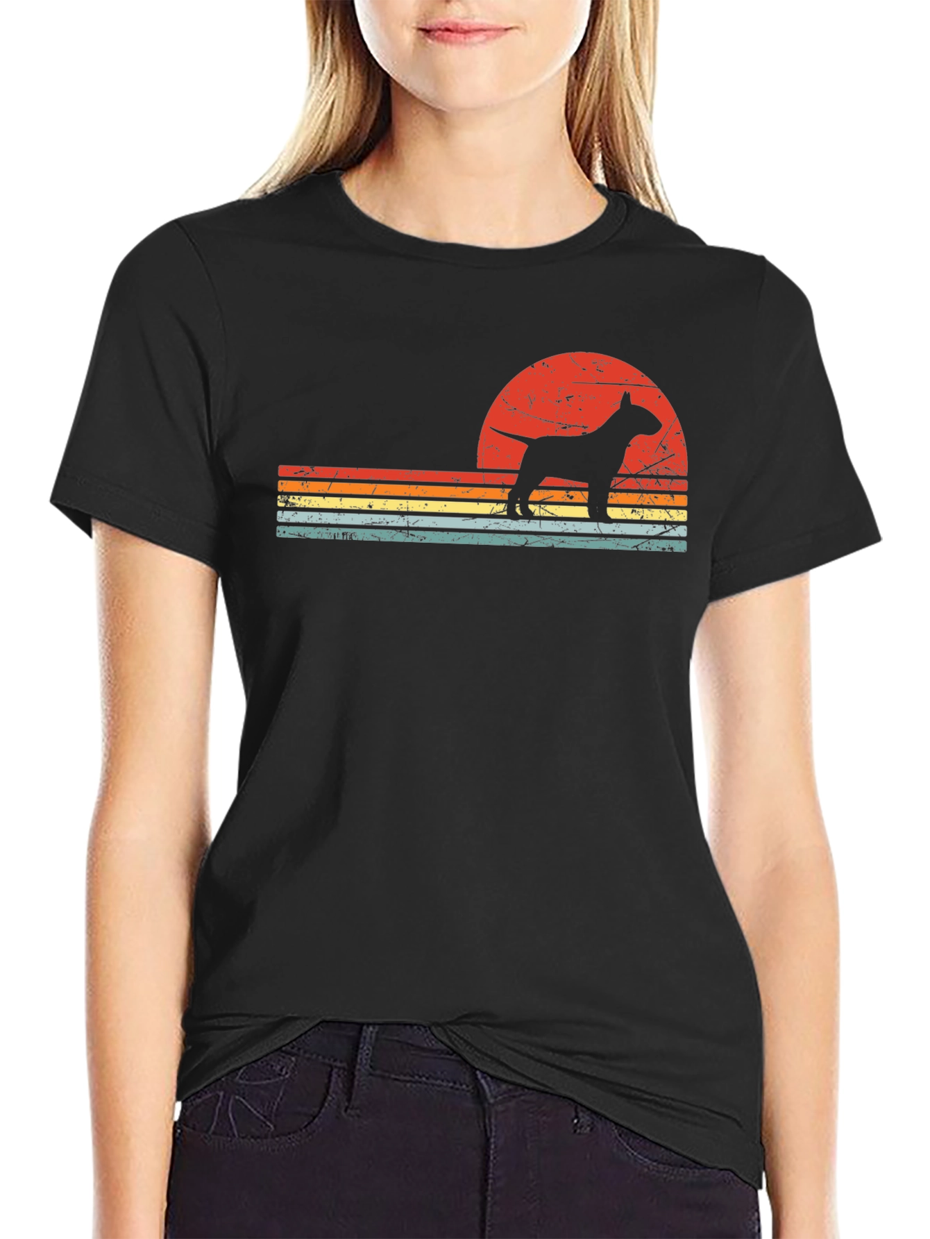 Retro Bull Terrier Sunset T-Shirt