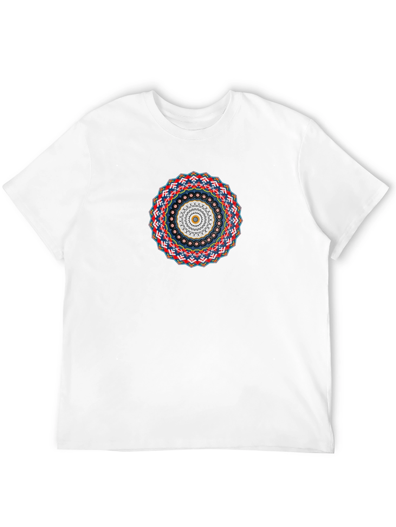 Geometric Mandala Print Black T-Shirt