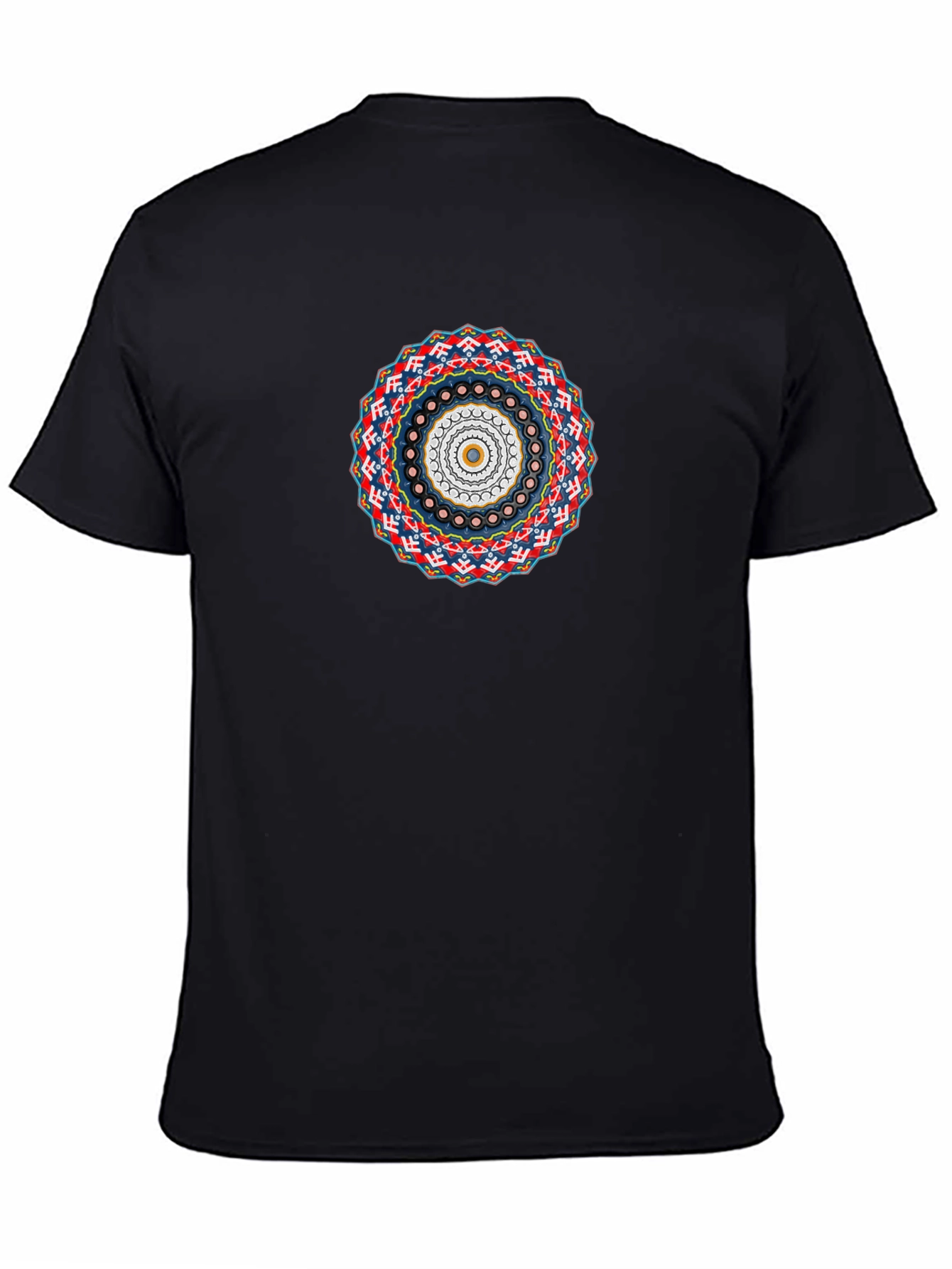 Geometric Mandala Print Black T-Shirt