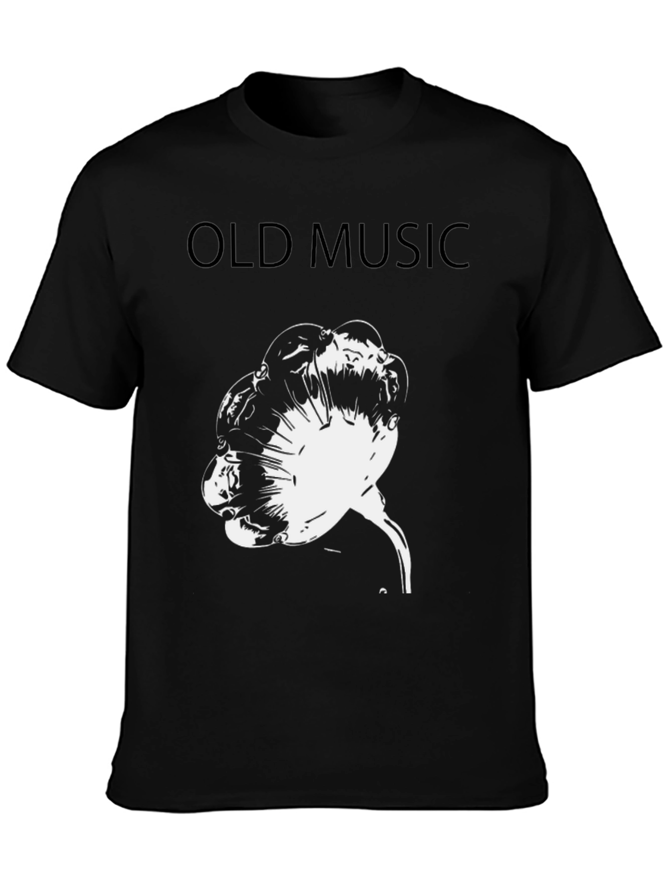 Retro Old Music Graphic Tee - Black