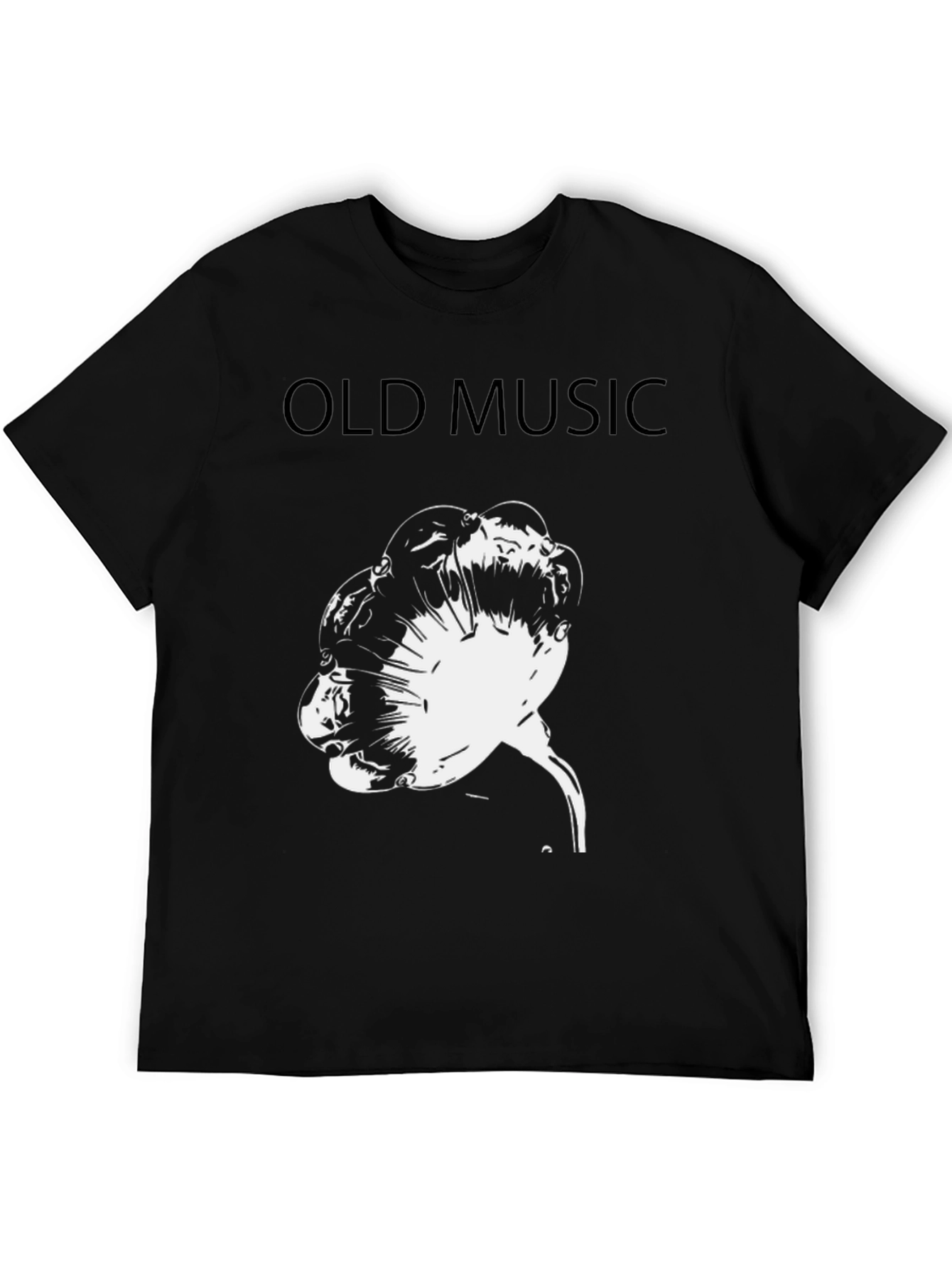 Retro Old Music Graphic Tee - Black