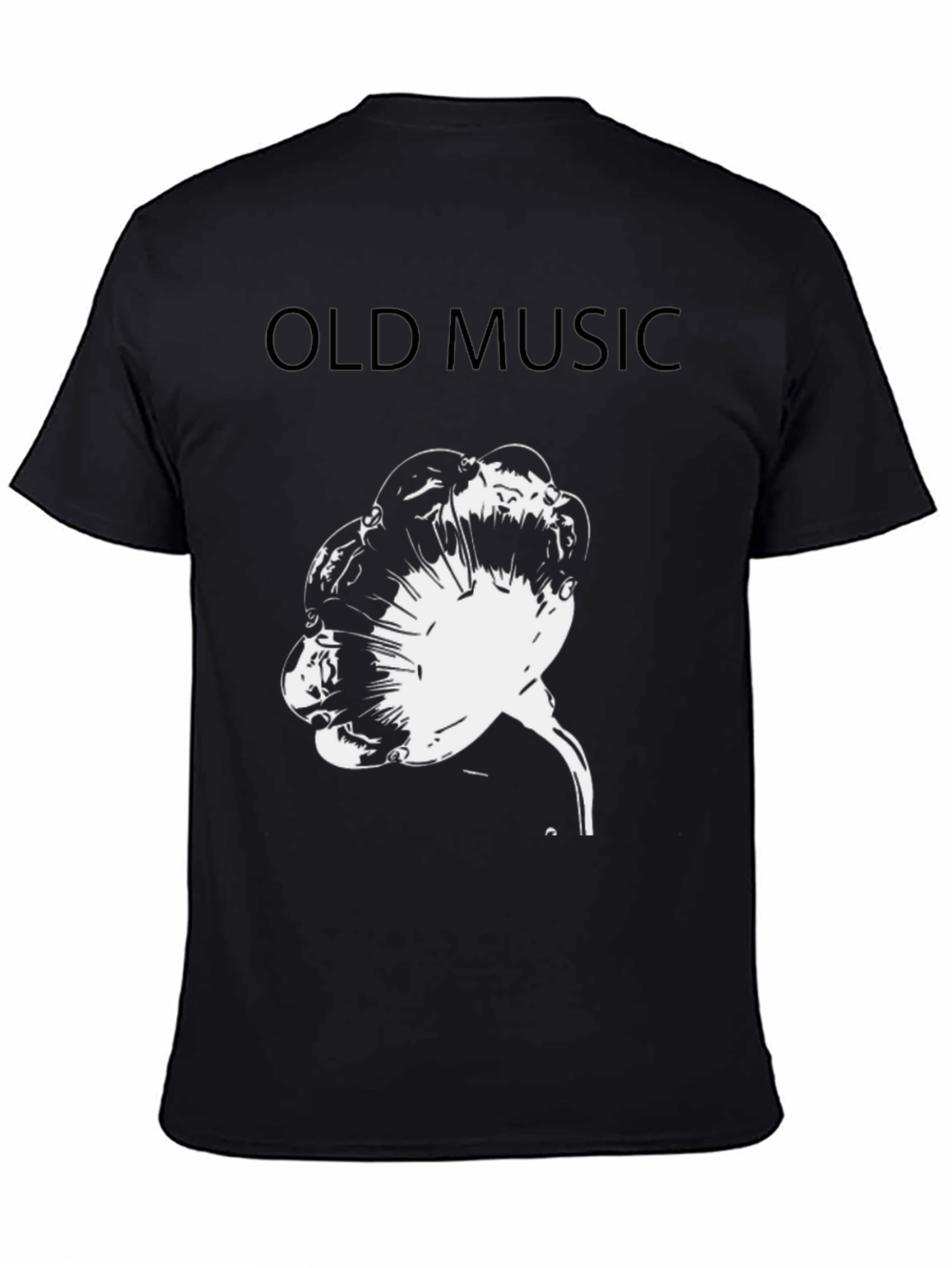 Retro Old Music Graphic Tee - Black