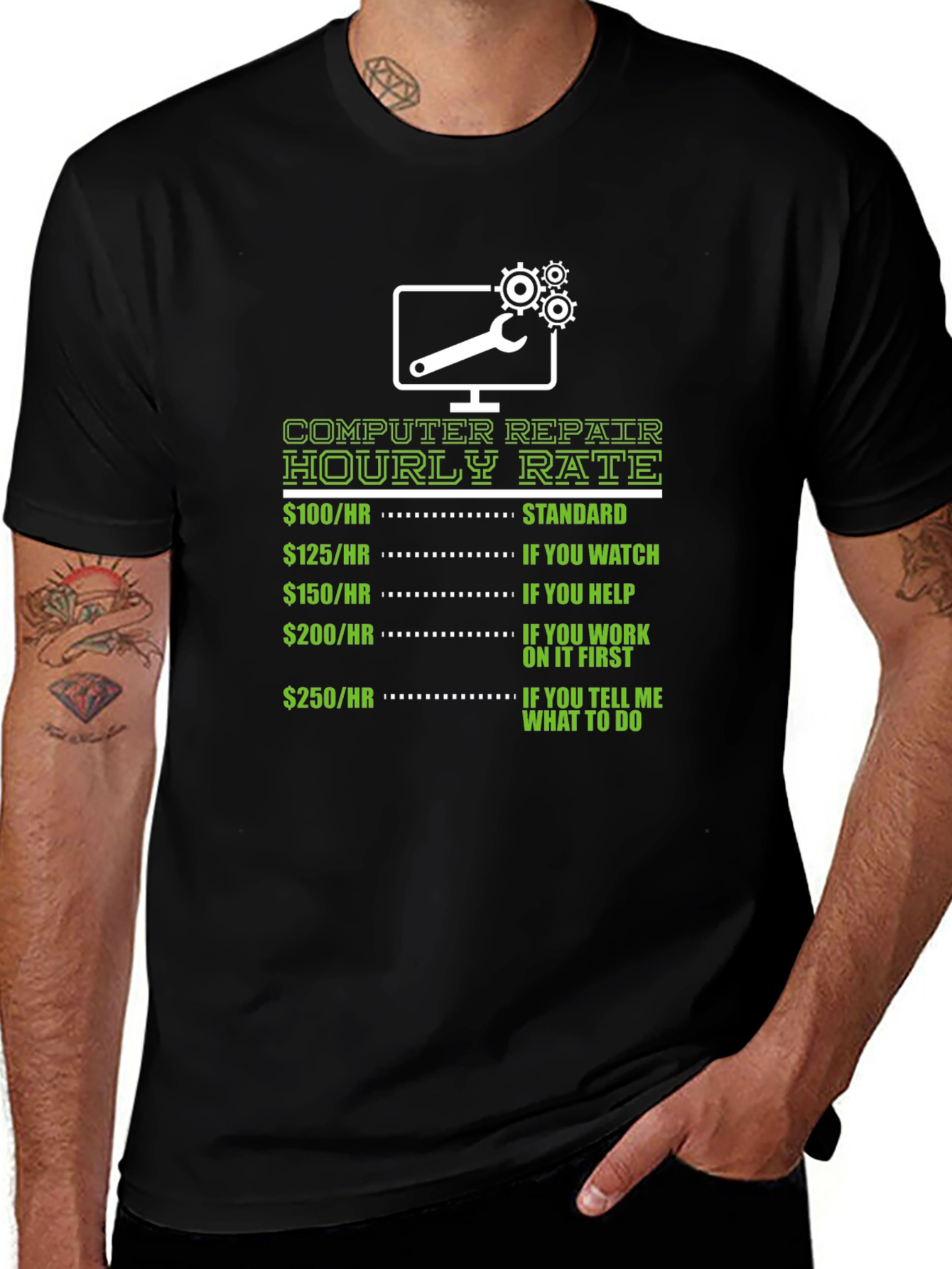 Computer Repair Hourly Rate Graphic T-Shirt