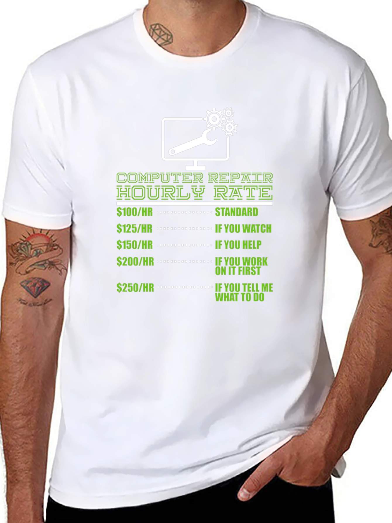 Computer Repair Hourly Rate Graphic T-Shirt