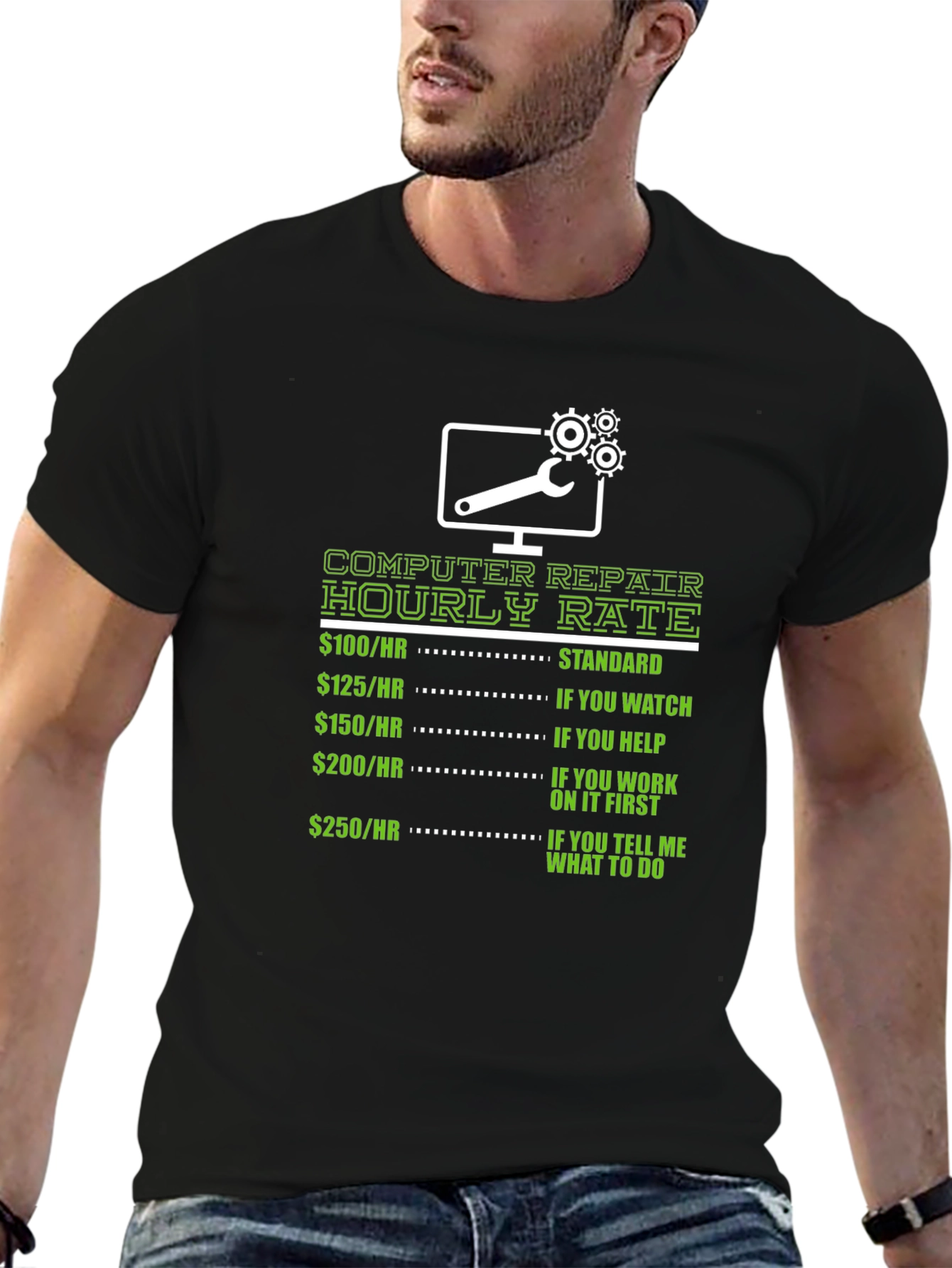 Computer Repair Hourly Rate Graphic T-Shirt