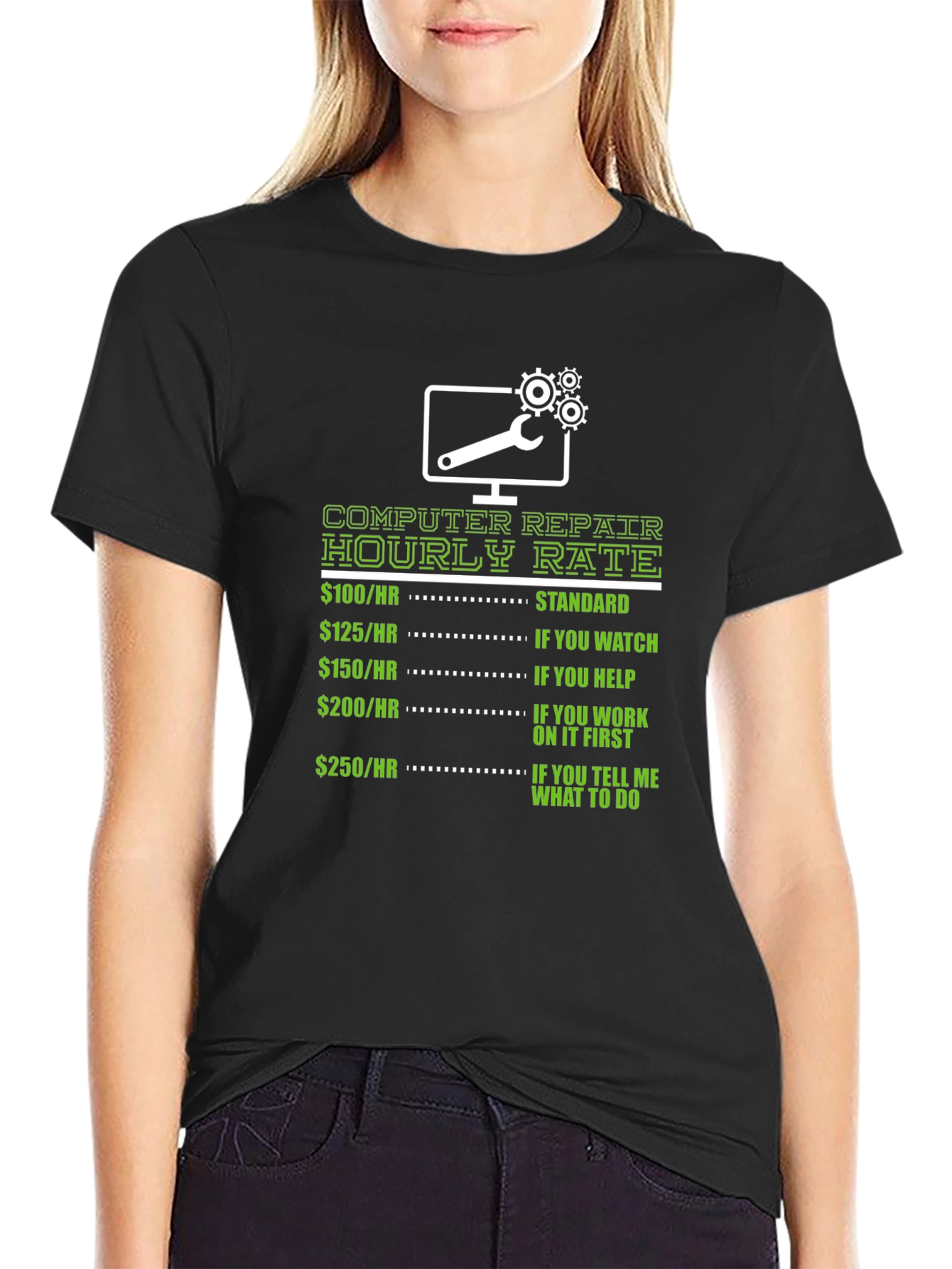 Computer Repair Hourly Rate Graphic T-Shirt