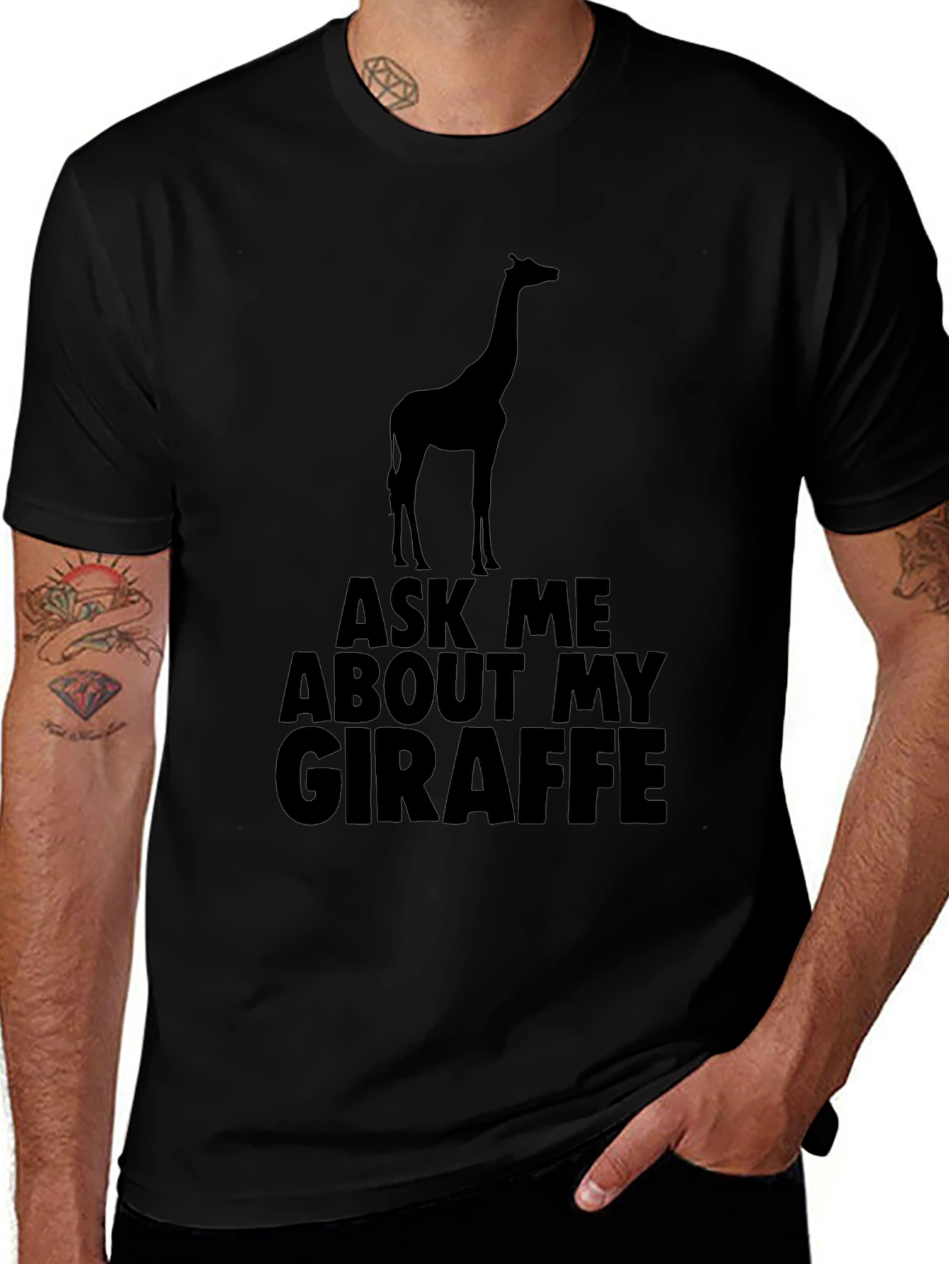 Ask Me About My Giraffe T-Shirt - Black