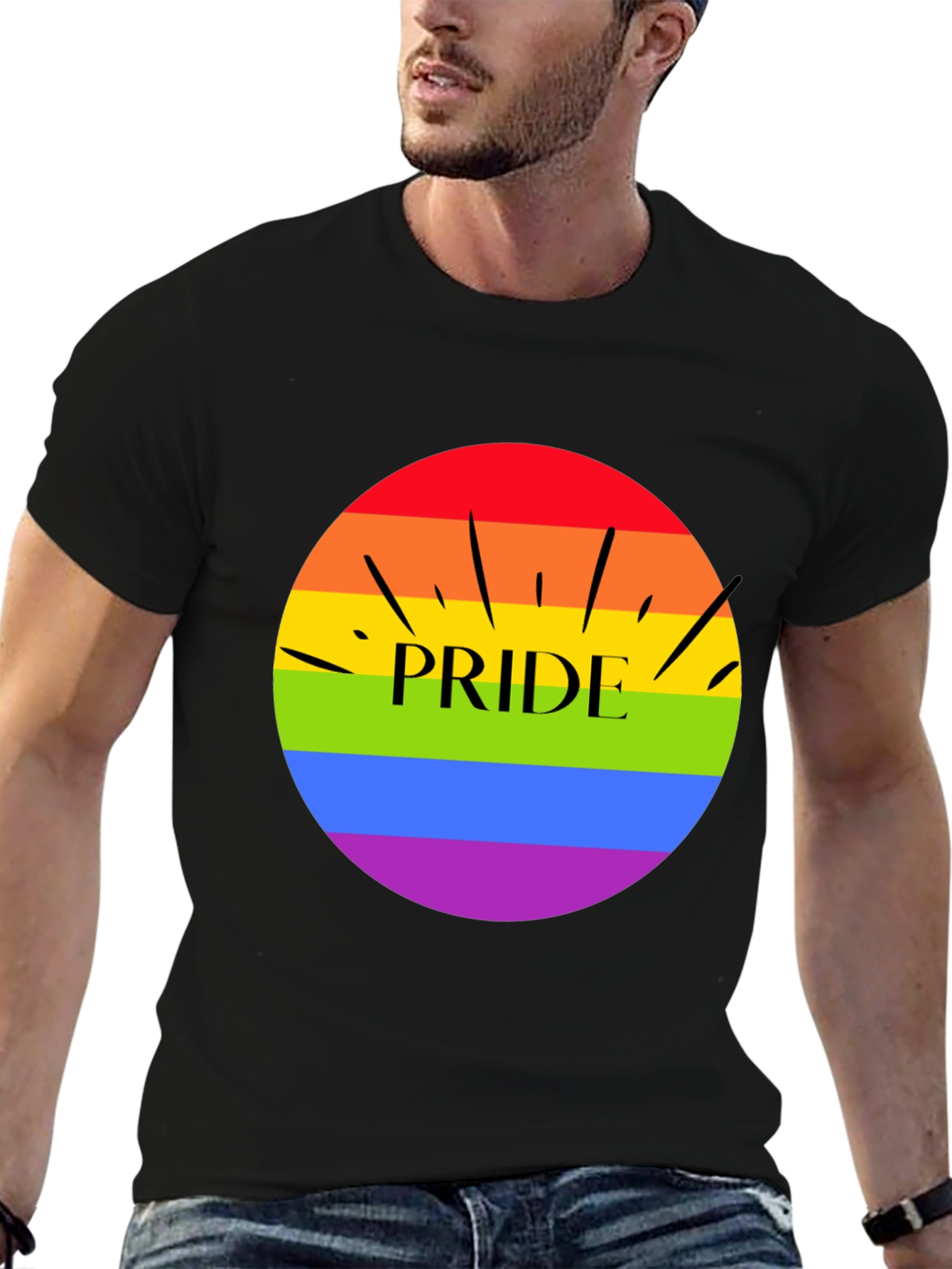 Pride T-Shirt - Rainbow Circle Design
