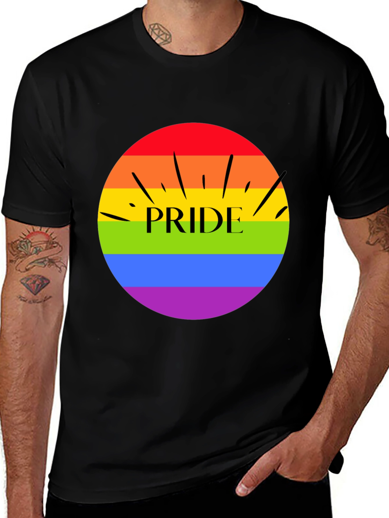 Pride T-Shirt - Rainbow Circle Design