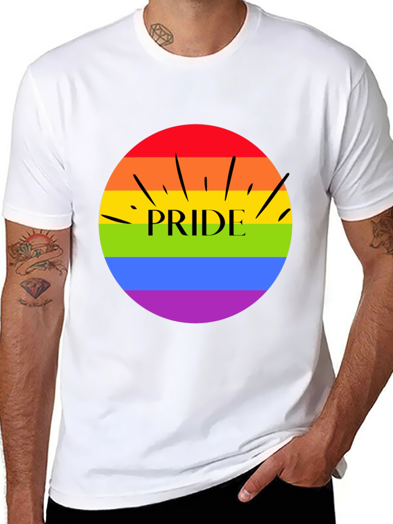 Pride T-Shirt - Rainbow Circle Design