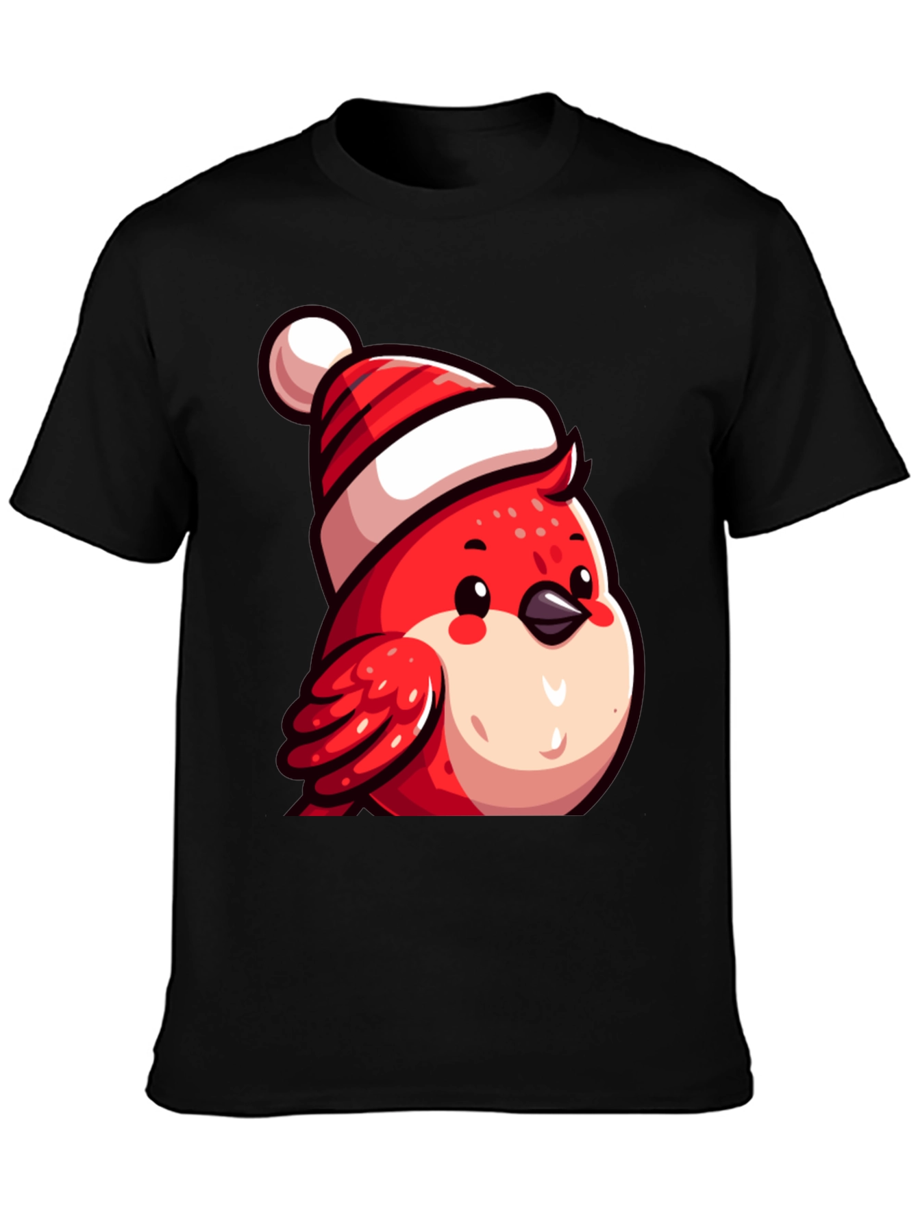 Festive Bird Tee - Red Robin with Santa Hat