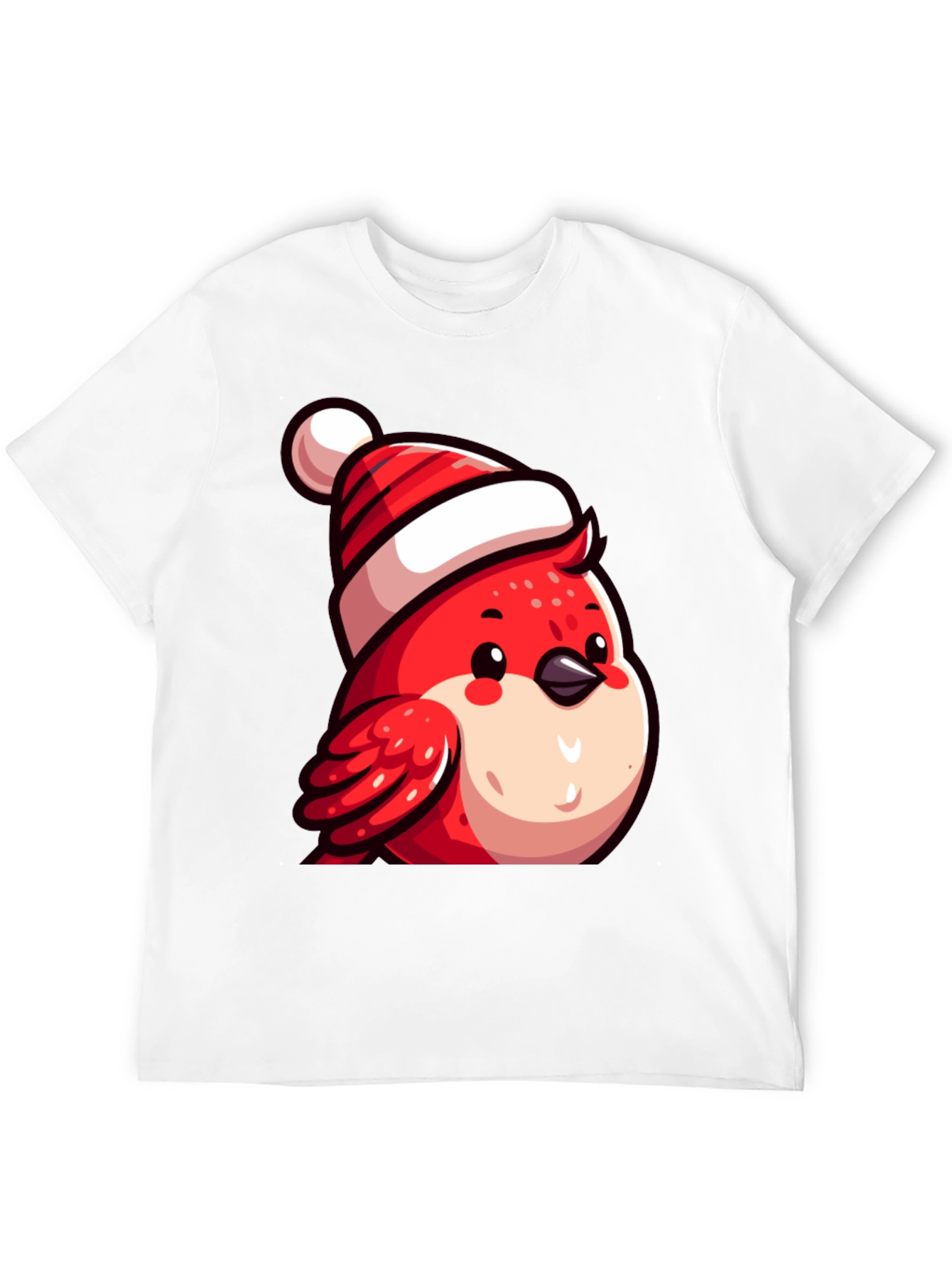 Festive Bird Tee - Red Robin with Santa Hat