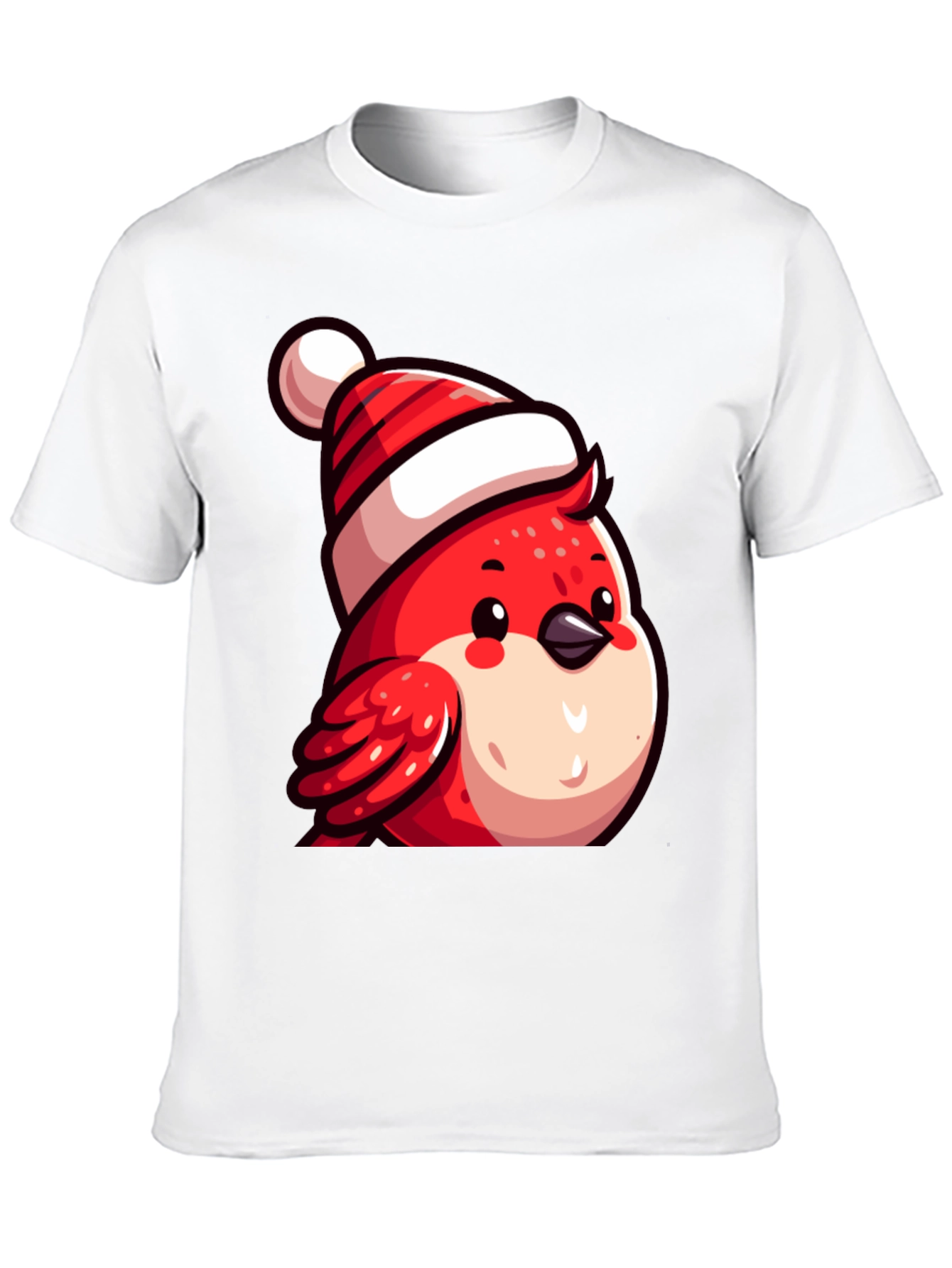 Festive Bird Tee - Red Robin with Santa Hat