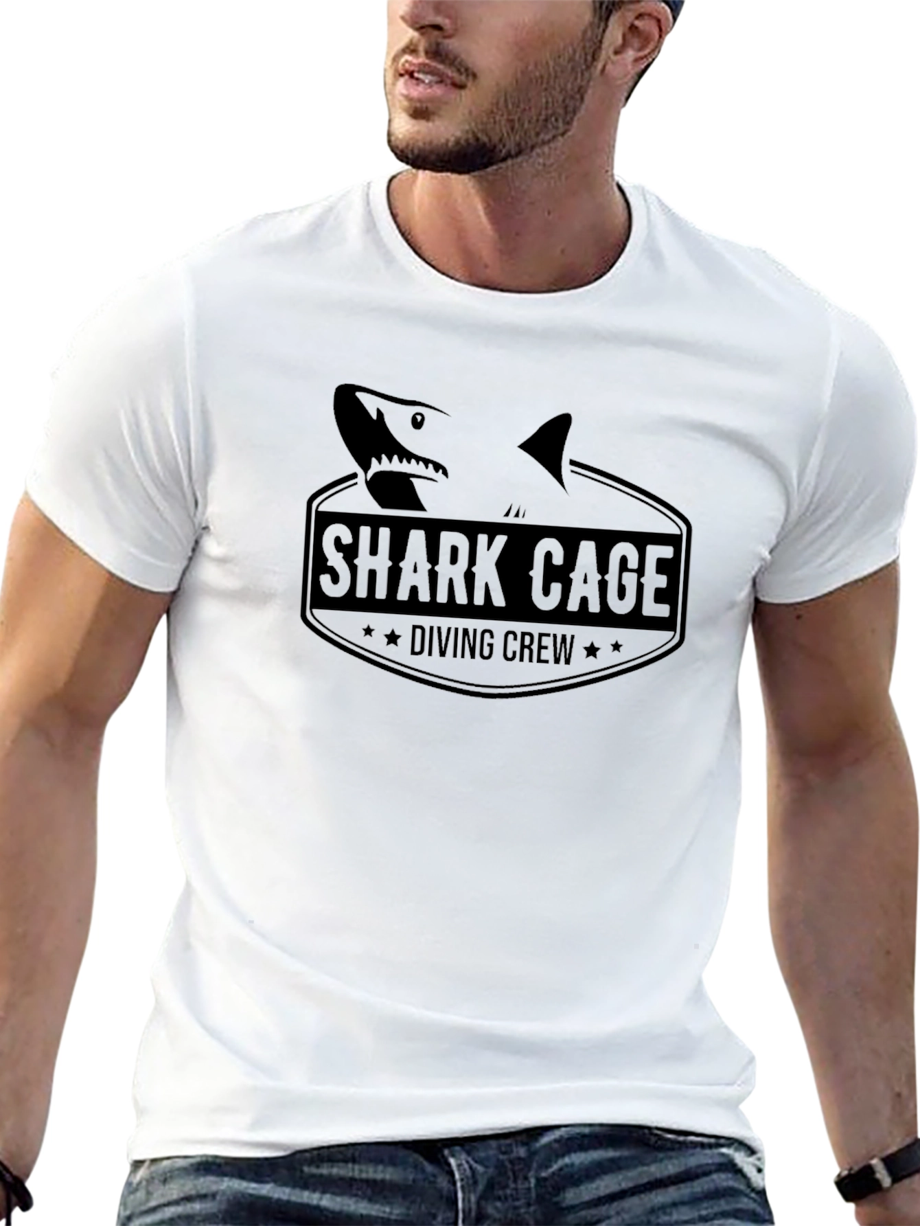 Shark Cage Diving Crew Black T-Shirt