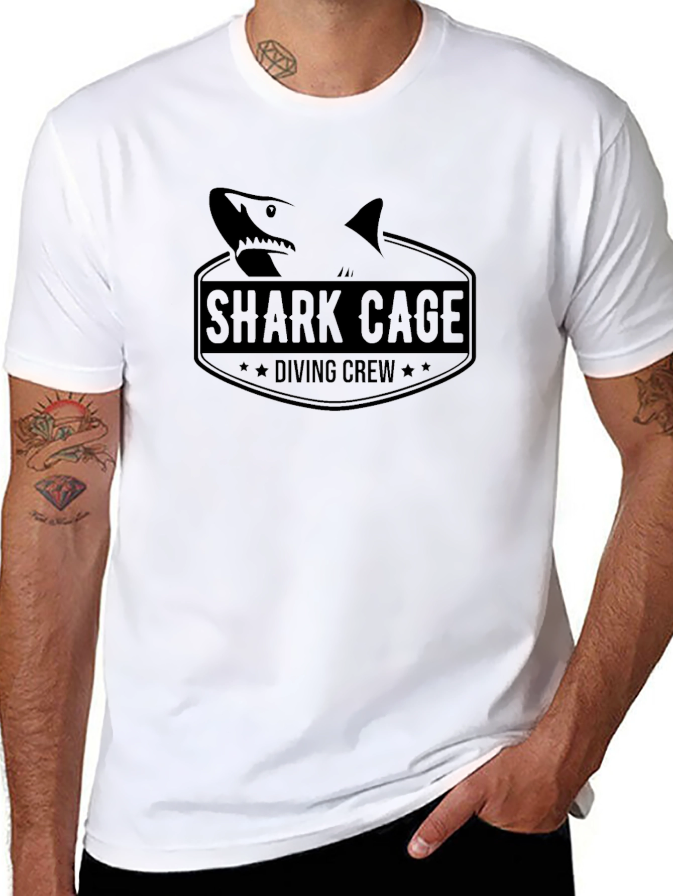 Shark Cage Diving Crew Black T-Shirt