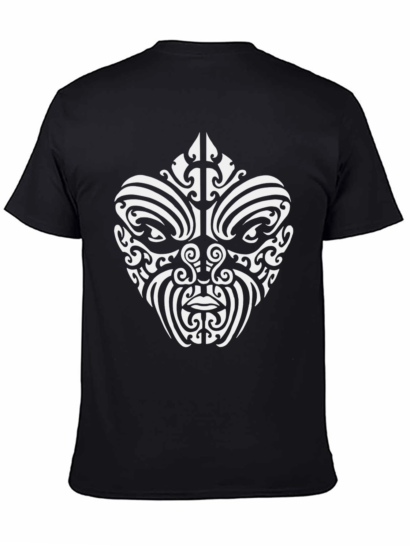 Tribal Mask Graphic Tee - Black Cotton