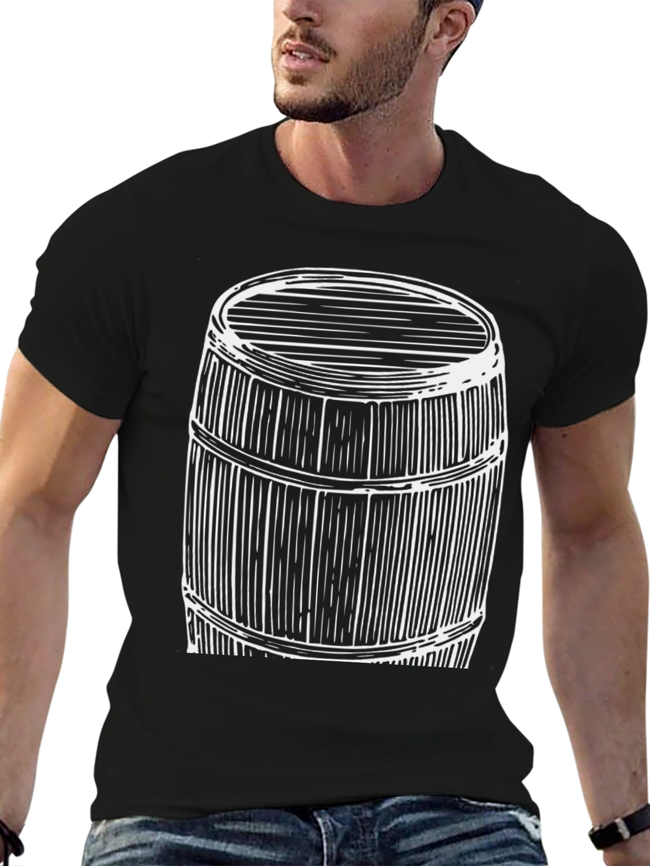 Barrel Graphic Black T-Shirt for Men