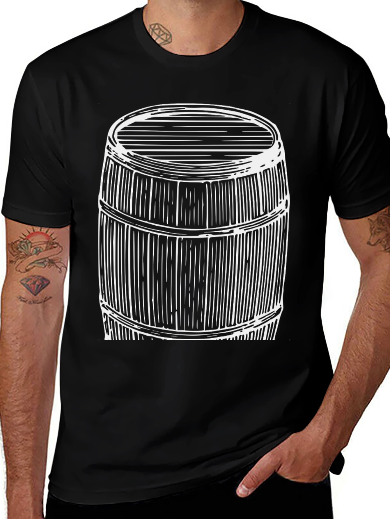 Barrel Graphic Black T-Shirt for Men