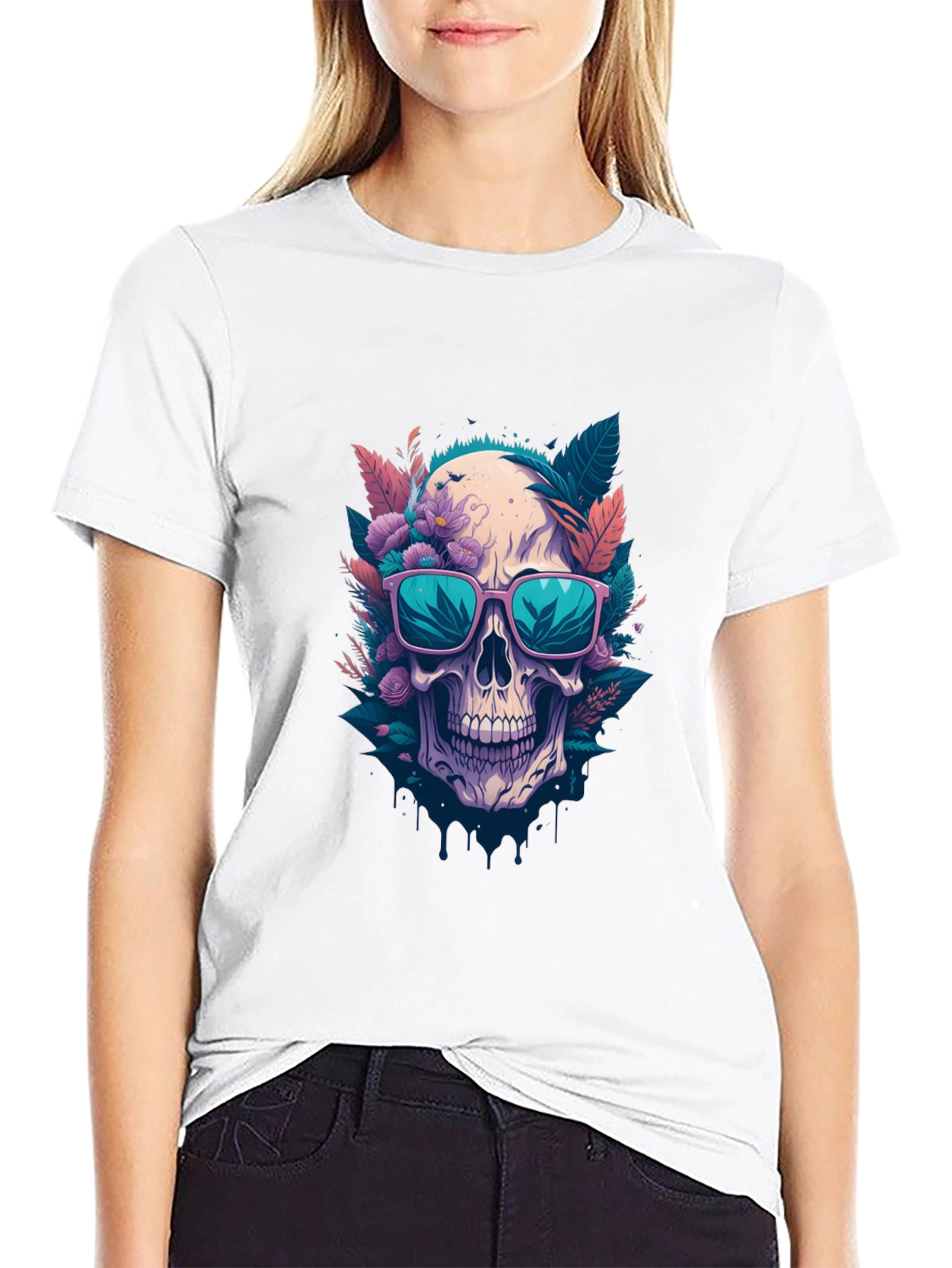 Floral Skull Graphic Tee