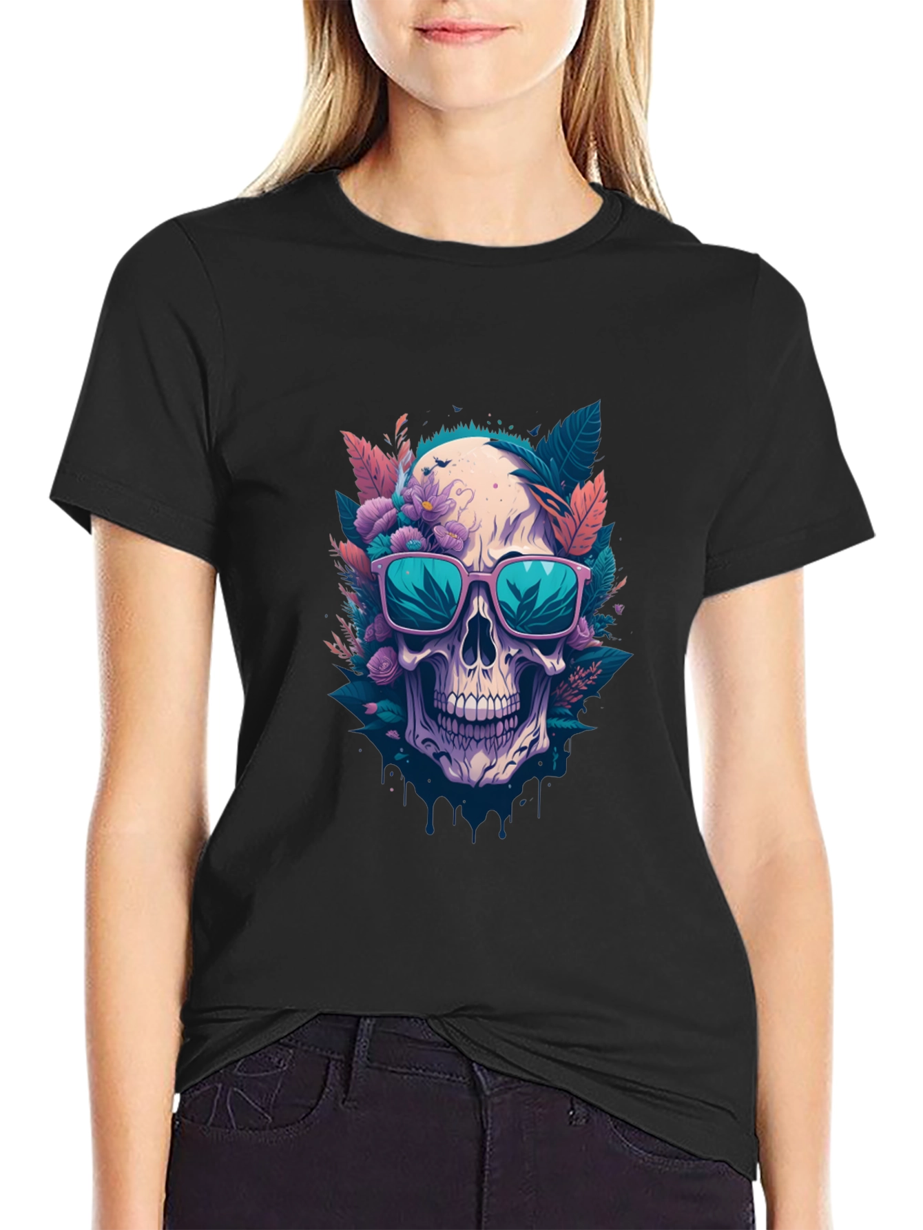 Floral Skull Graphic Tee