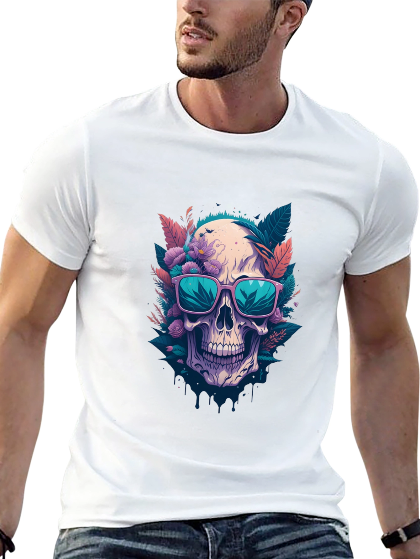 Floral Skull Graphic Tee