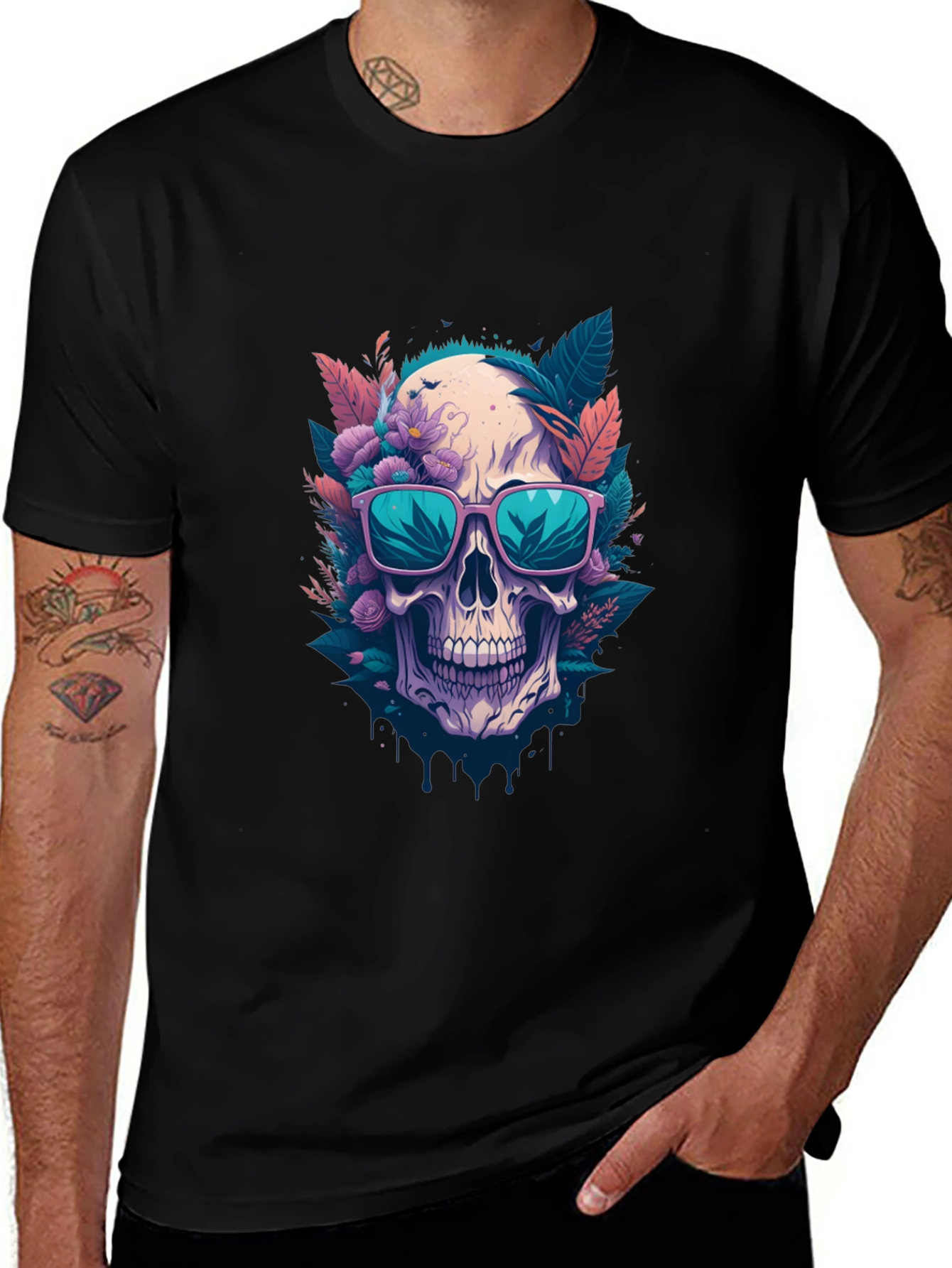 Floral Skull Graphic Tee
