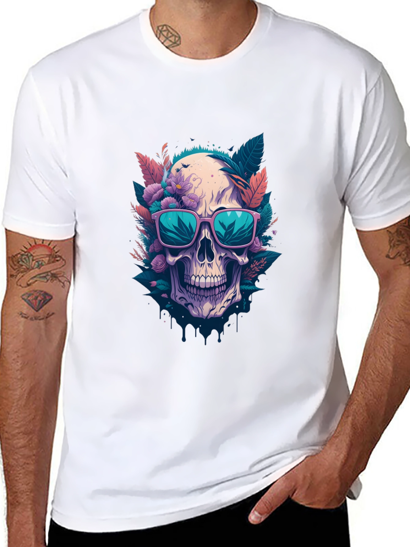 Floral Skull Graphic Tee