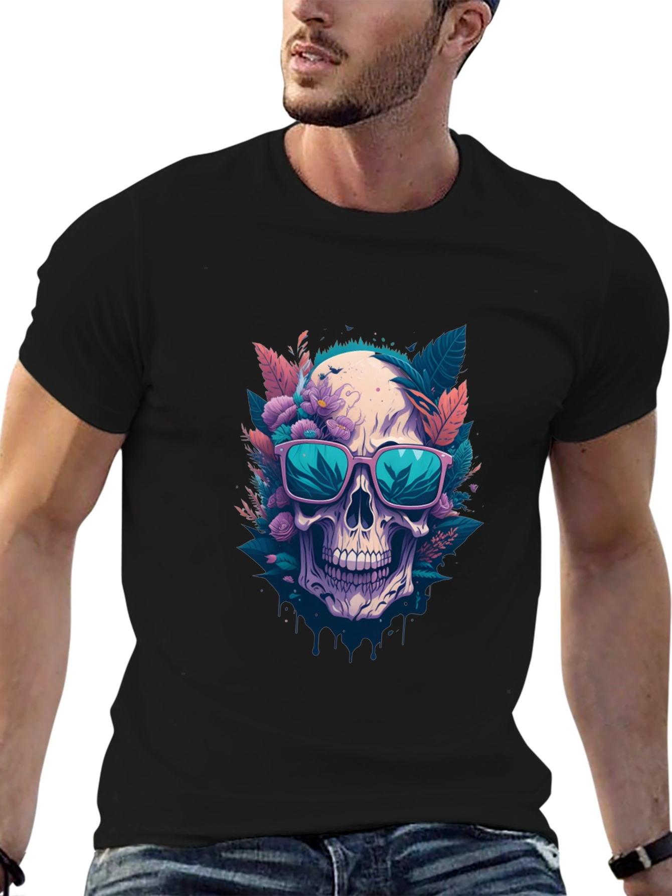 Floral Skull Graphic Tee