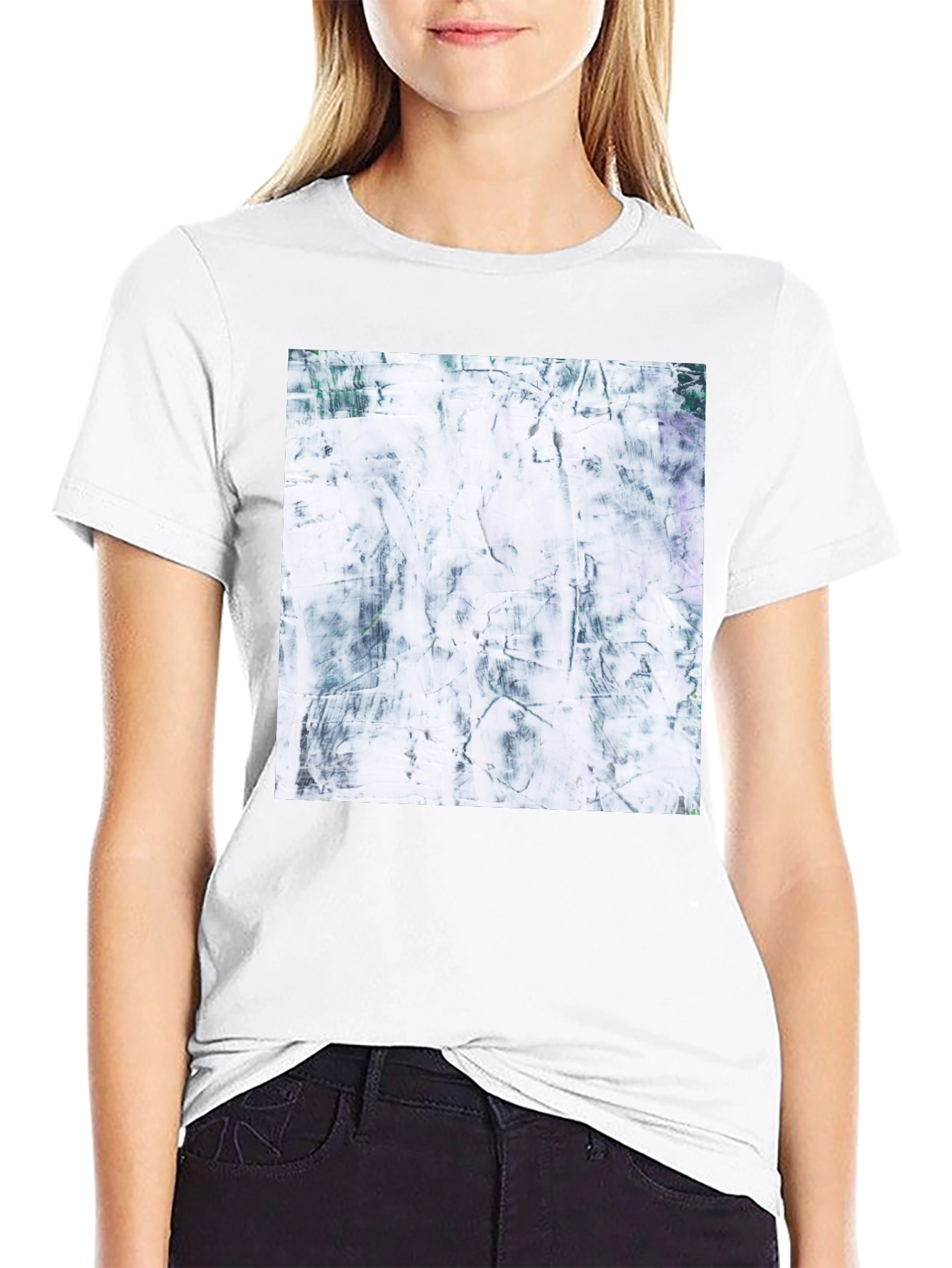 Abstract Texture Print Black T-Shirt