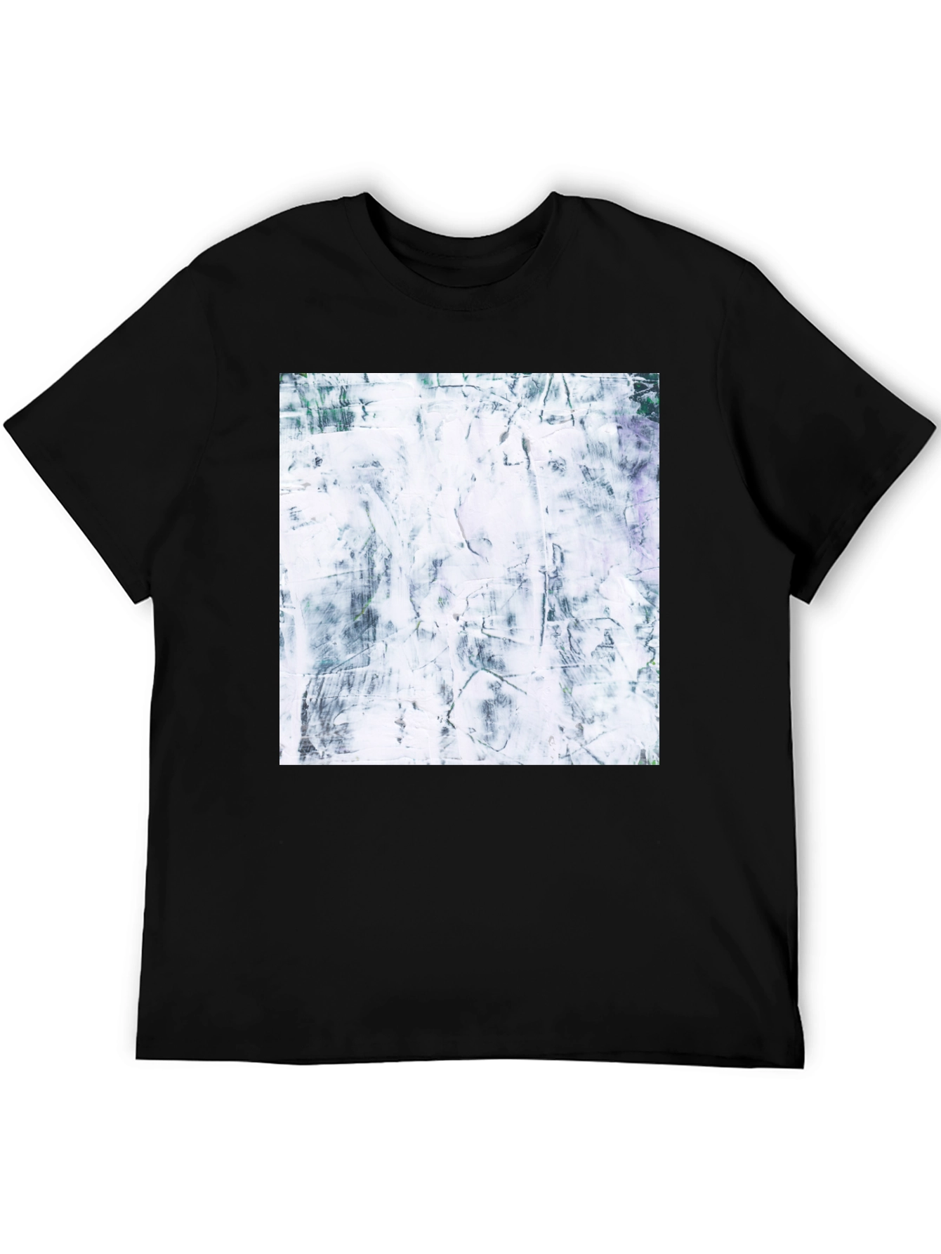 Abstract Texture Print Black T-Shirt