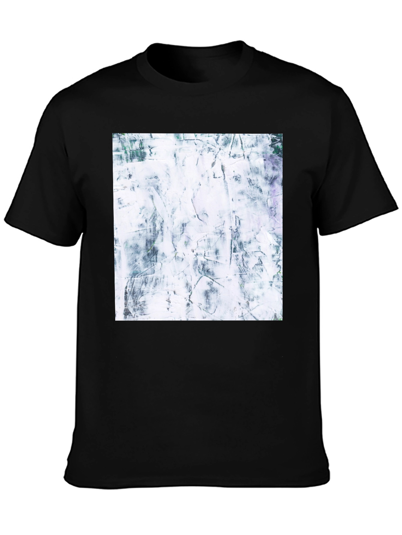 Abstract Texture Print Black T-Shirt