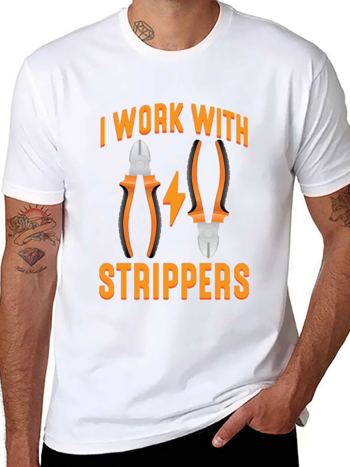 I Work With Strippers T-Shirt Electrician Humor