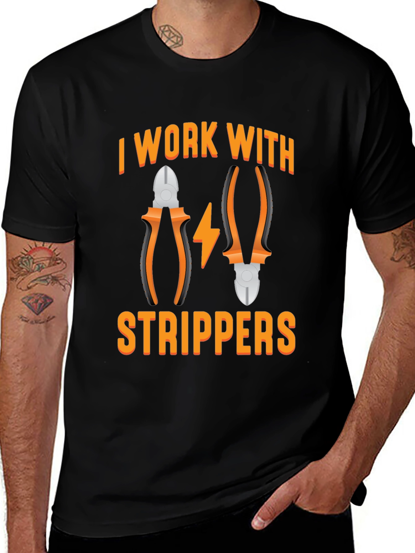 I Work With Strippers T-Shirt Electrician Humor