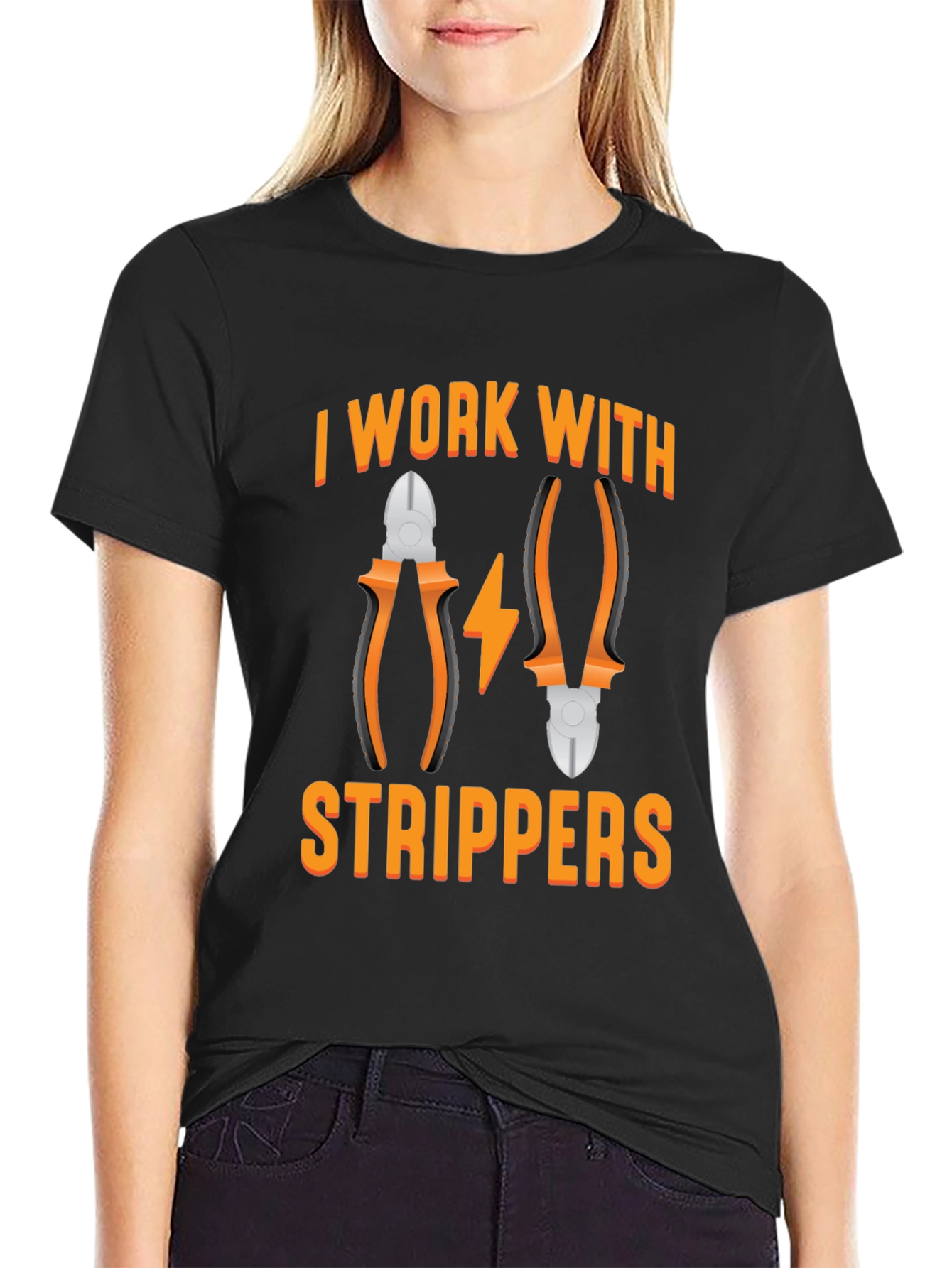 I Work With Strippers T-Shirt Electrician Humor