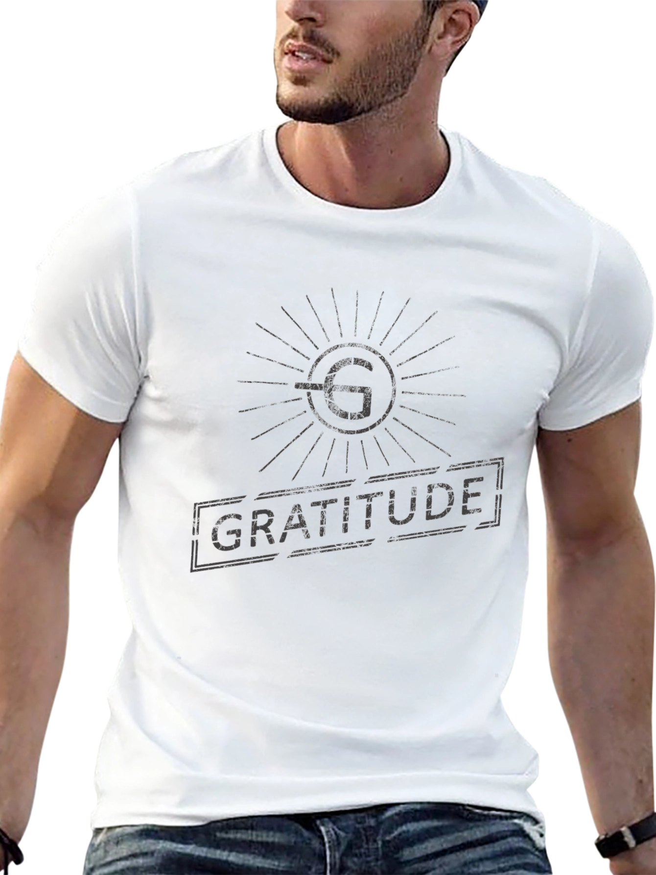 Gratitude Graphic Print Black T-Shirt