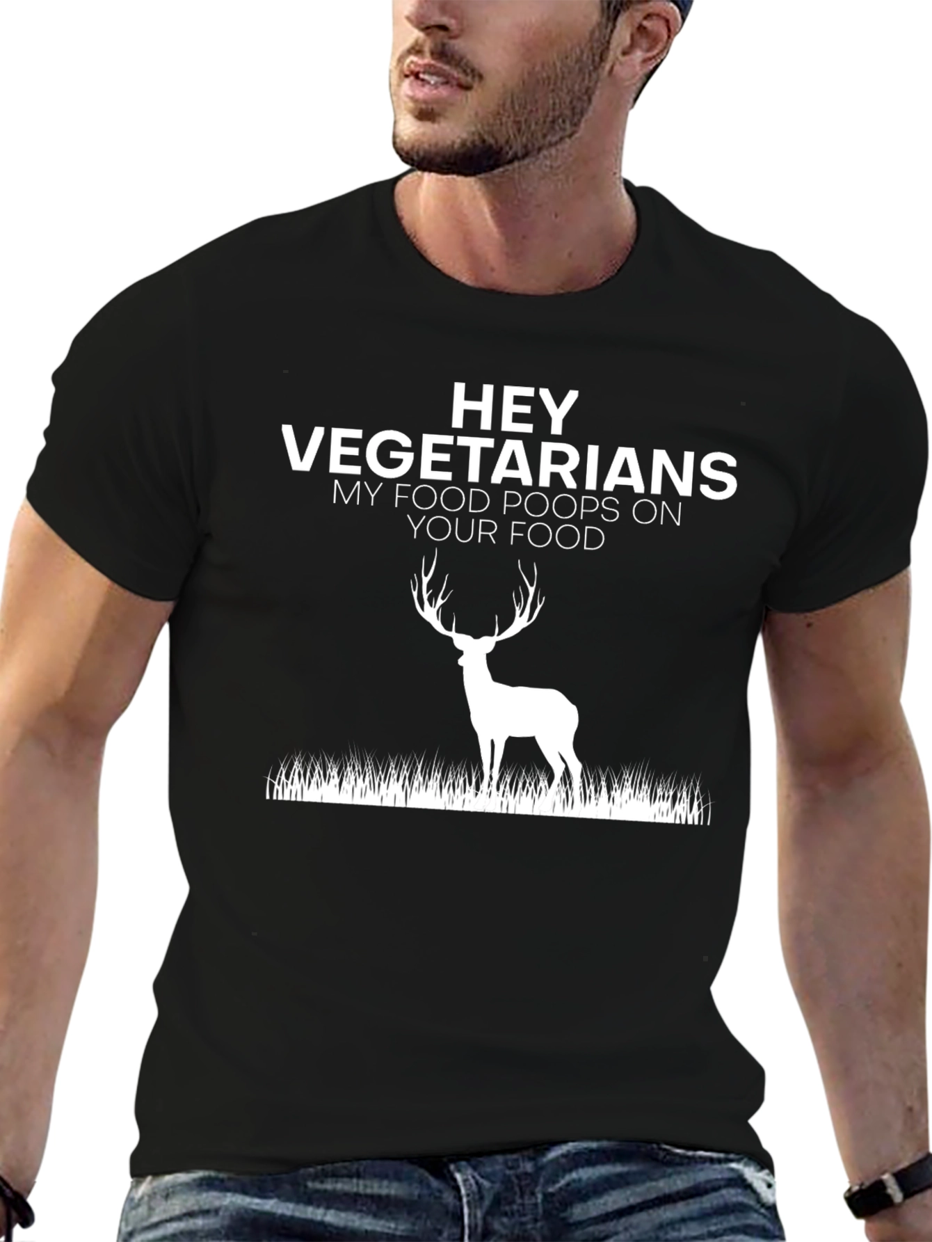 Funny Vegetarian Humor Black Graphic T-Shirt
