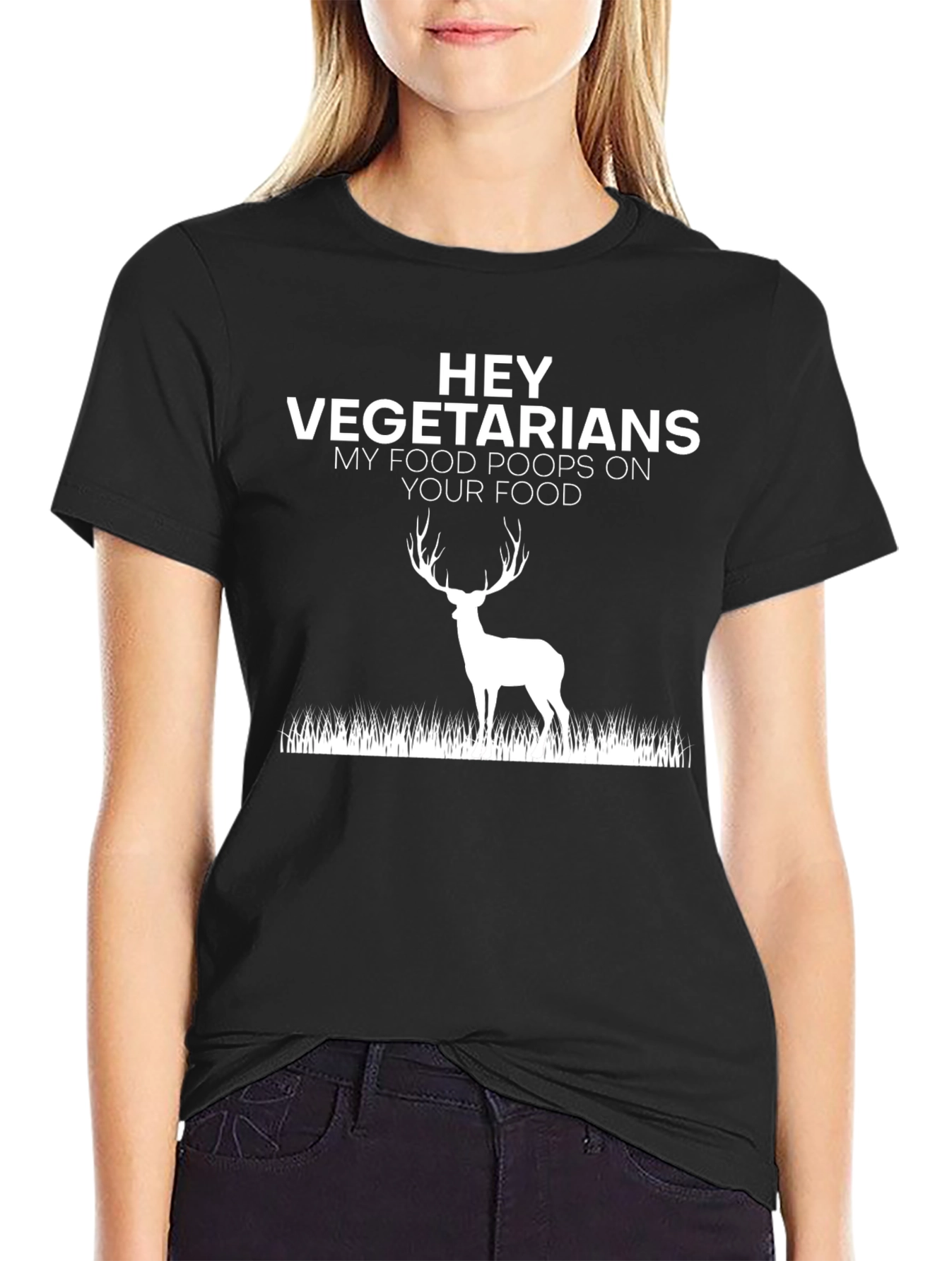 Funny Vegetarian Humor Black Graphic T-Shirt