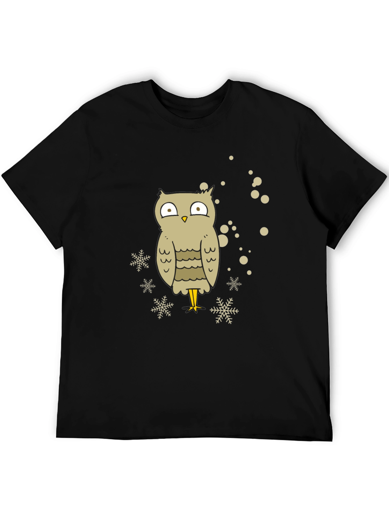 Owl Snowflake Graphic Tee - Black Cotton Blend