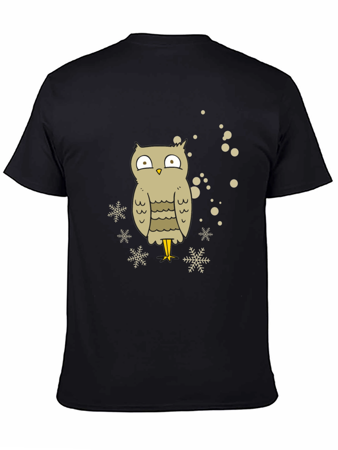 Owl Snowflake Graphic Tee - Black Cotton Blend