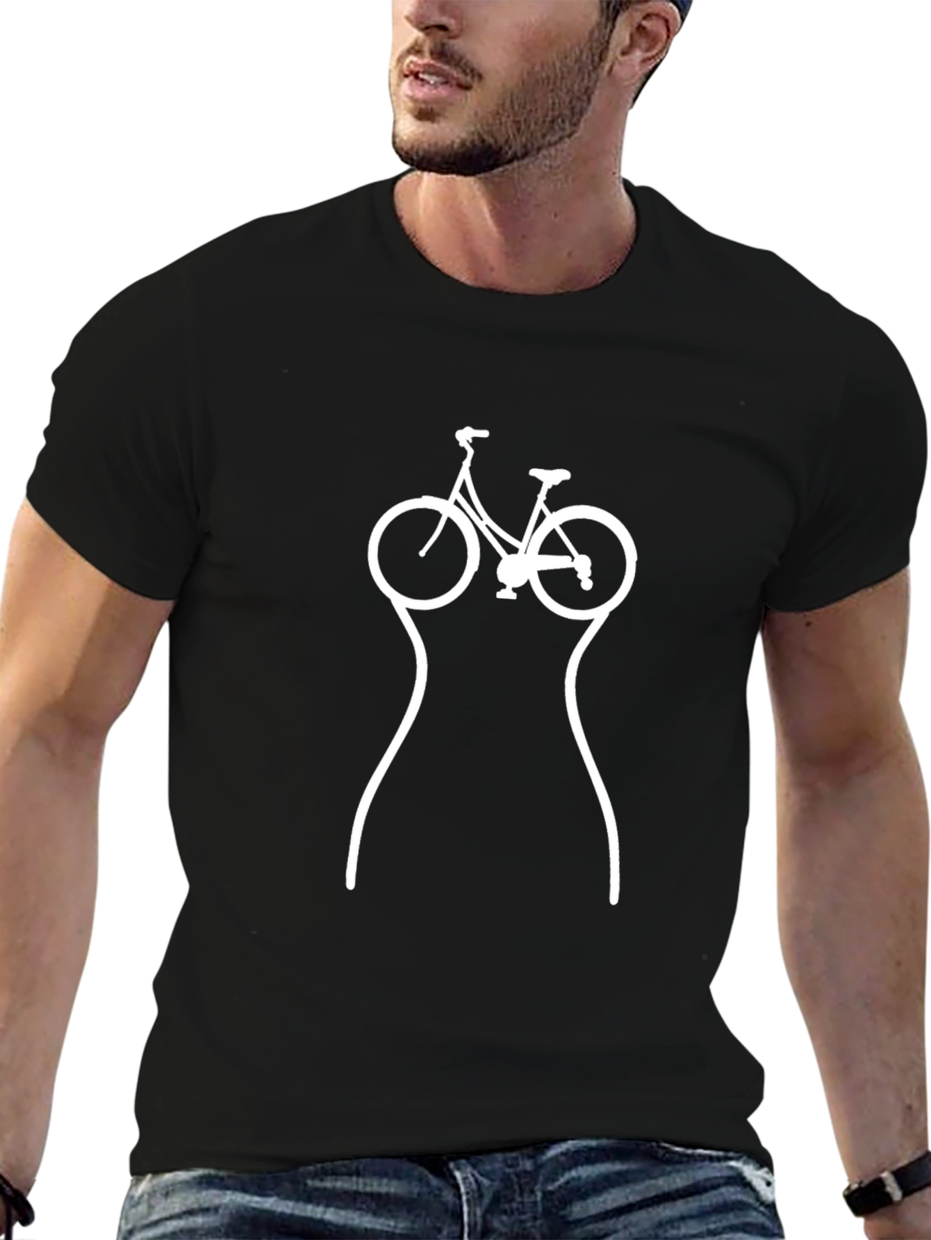 Bike Silhouette Graphic Tee - Black Cotton Blend