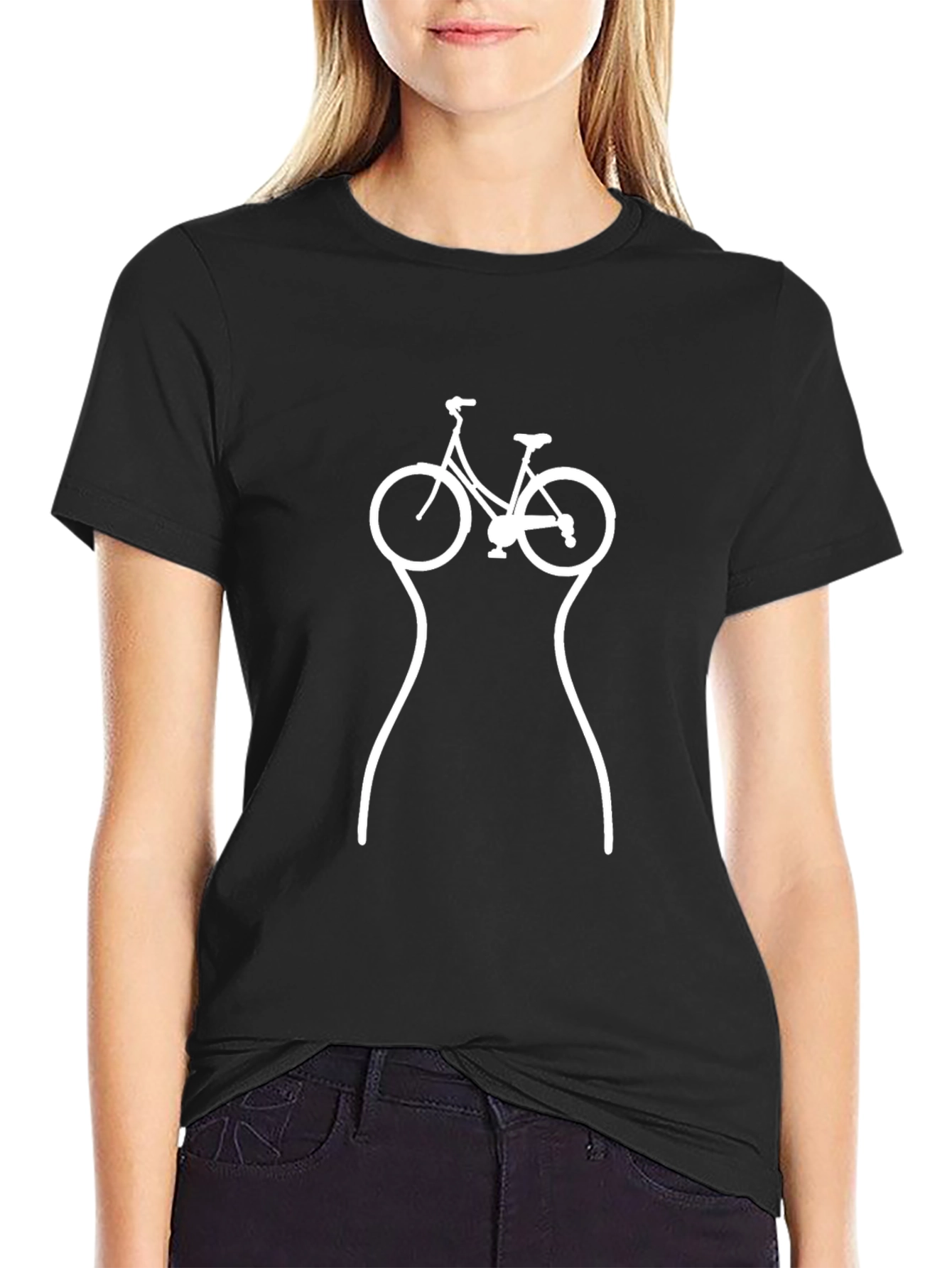 Bike Silhouette Graphic Tee - Black Cotton Blend