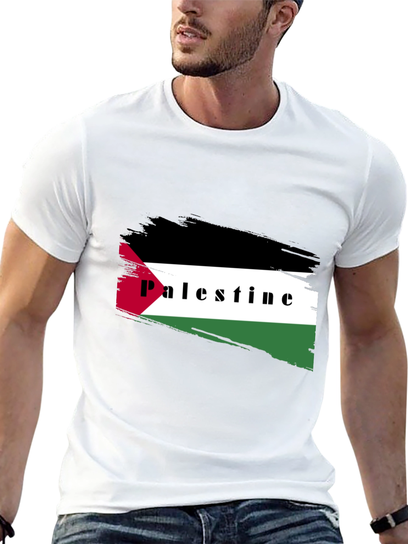 Palestine Flag T-Shirt - Black Graphic Tee