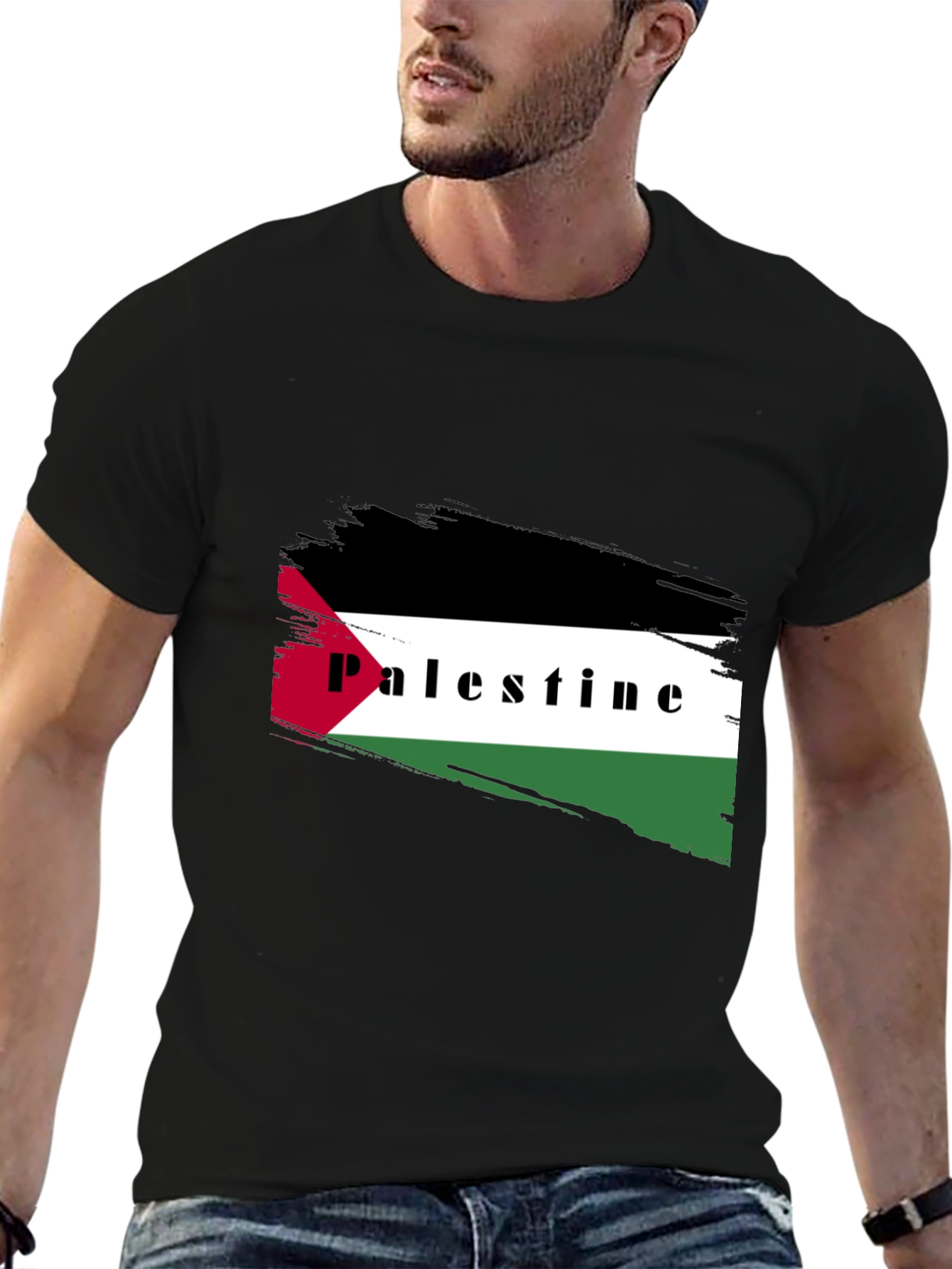 Palestine Flag T-Shirt - Black Graphic Tee