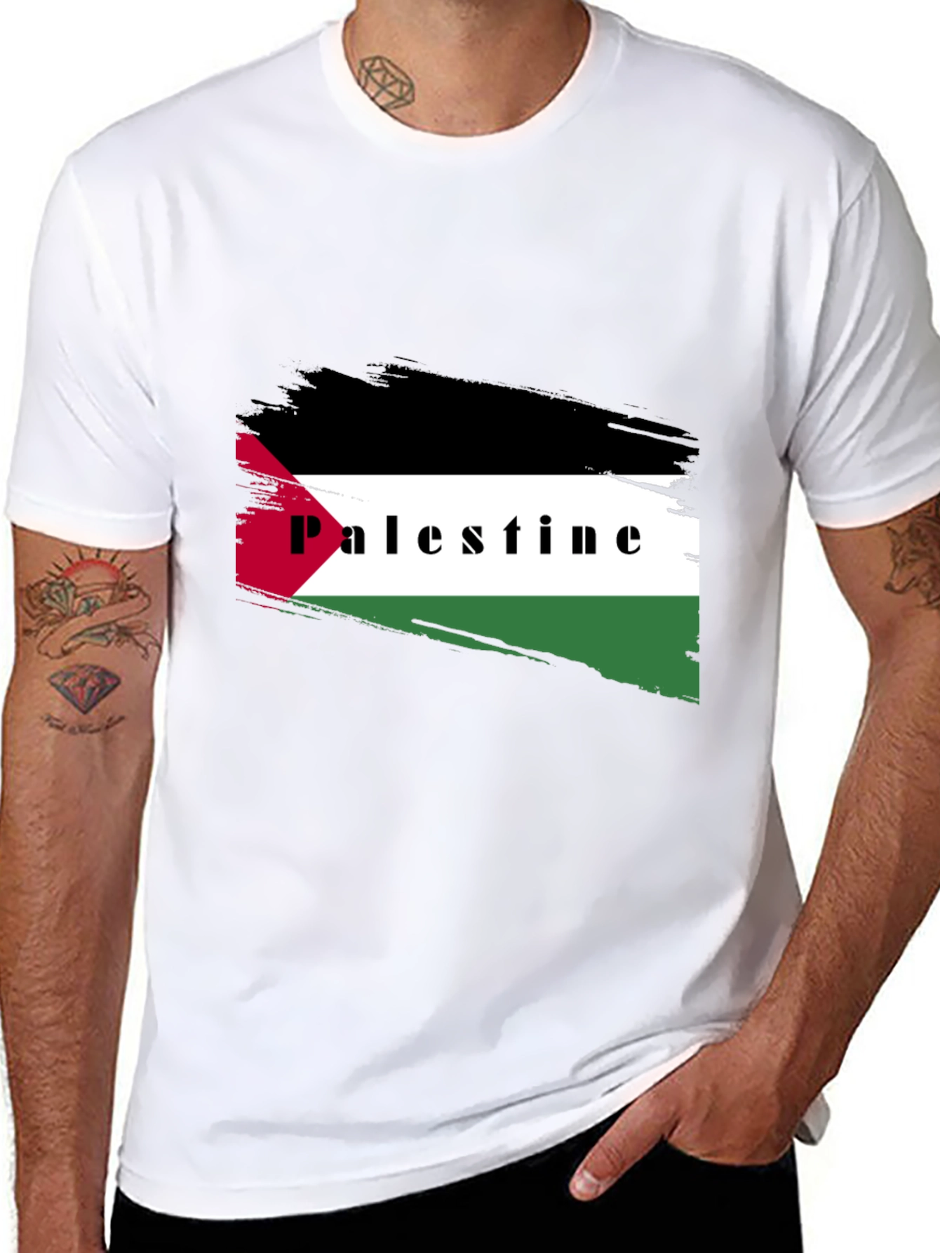 Palestine Flag T-Shirt - Black Graphic Tee